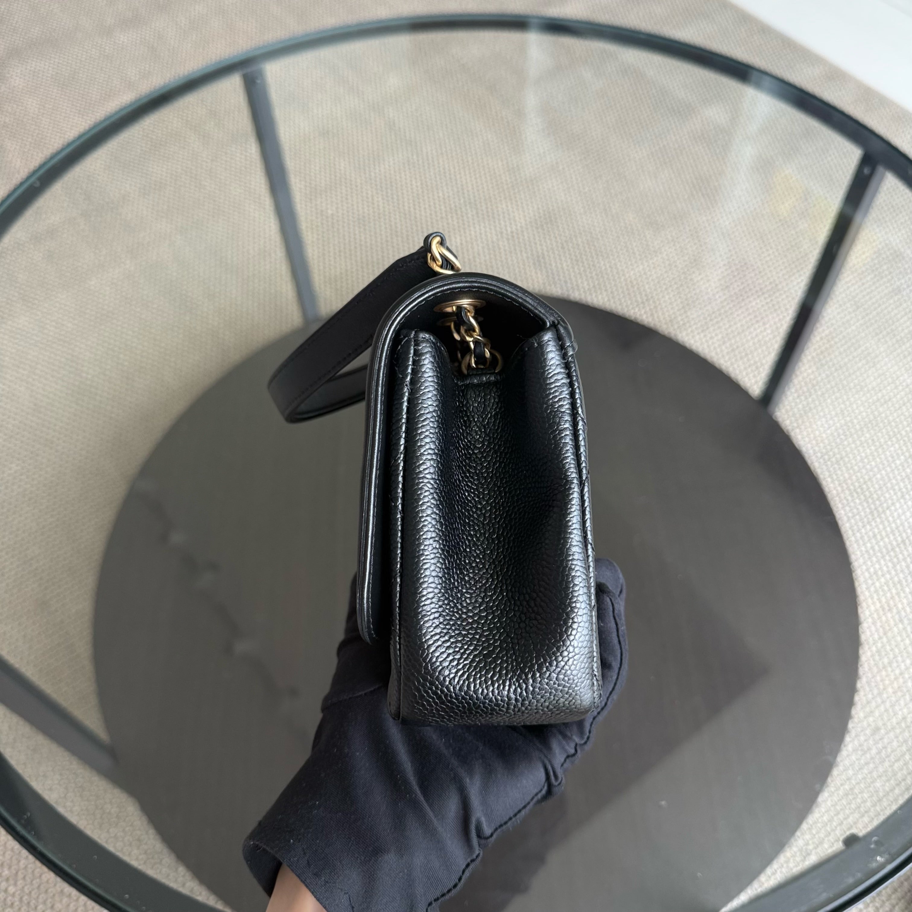 Chanel Filigree CC Small - Caviar Quilted Grained Calfskin Black Gold Hardware Series 22