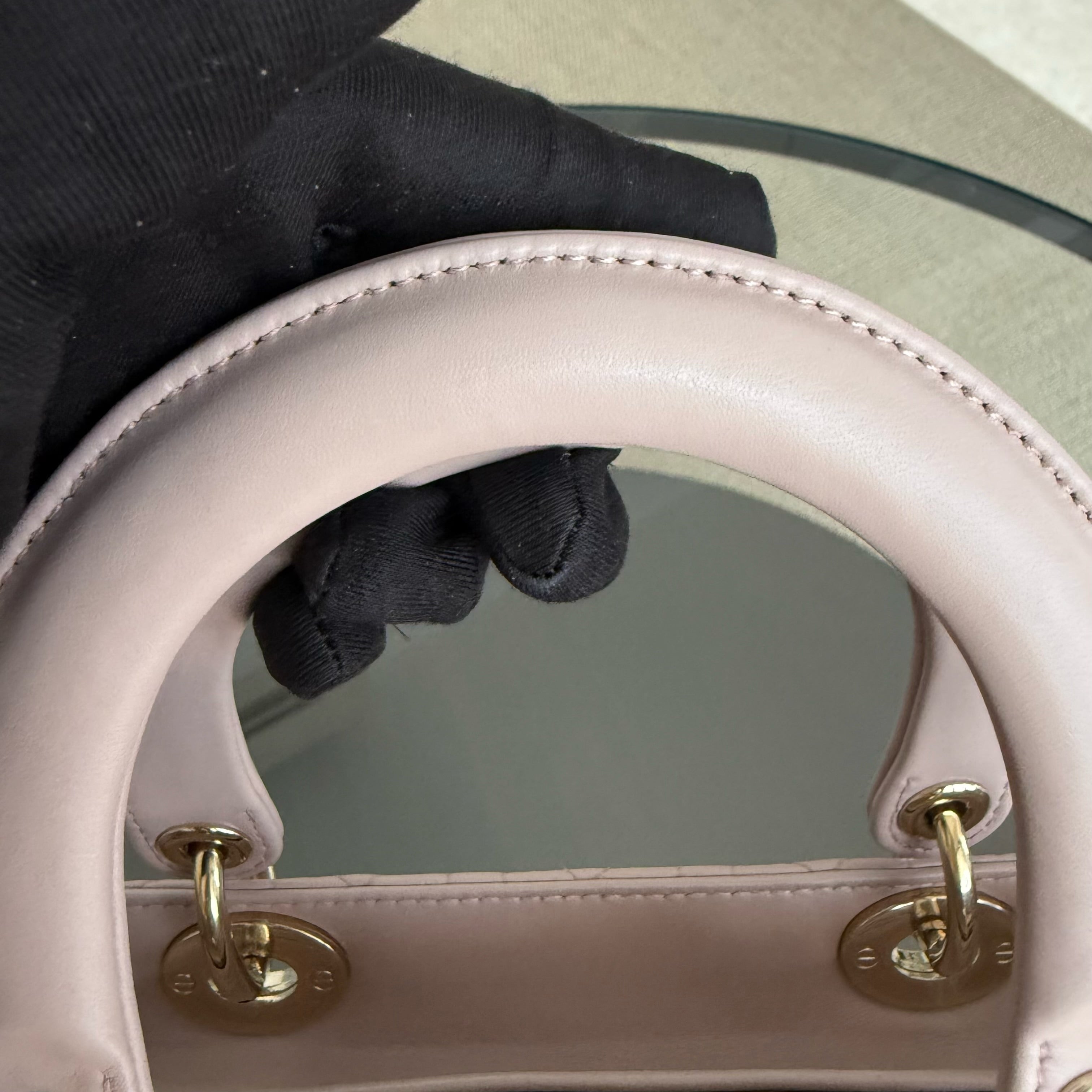 Dior Lady Medium Cannage Lambskin Light Pink Gold Hardware