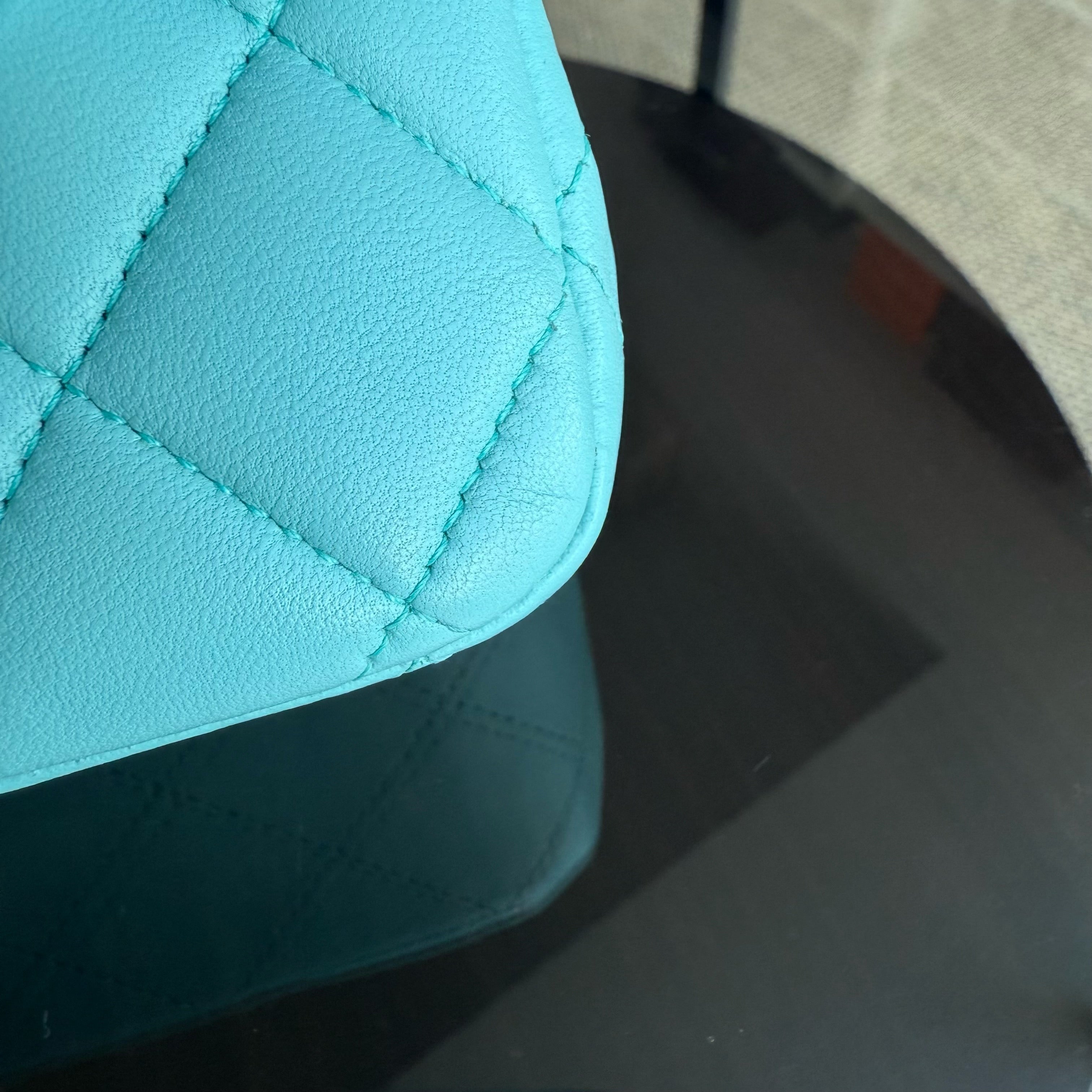 Chanel Classic Flap Medium - 25CM Quilted Lambskin Light Blue Silver Hardware Series 27