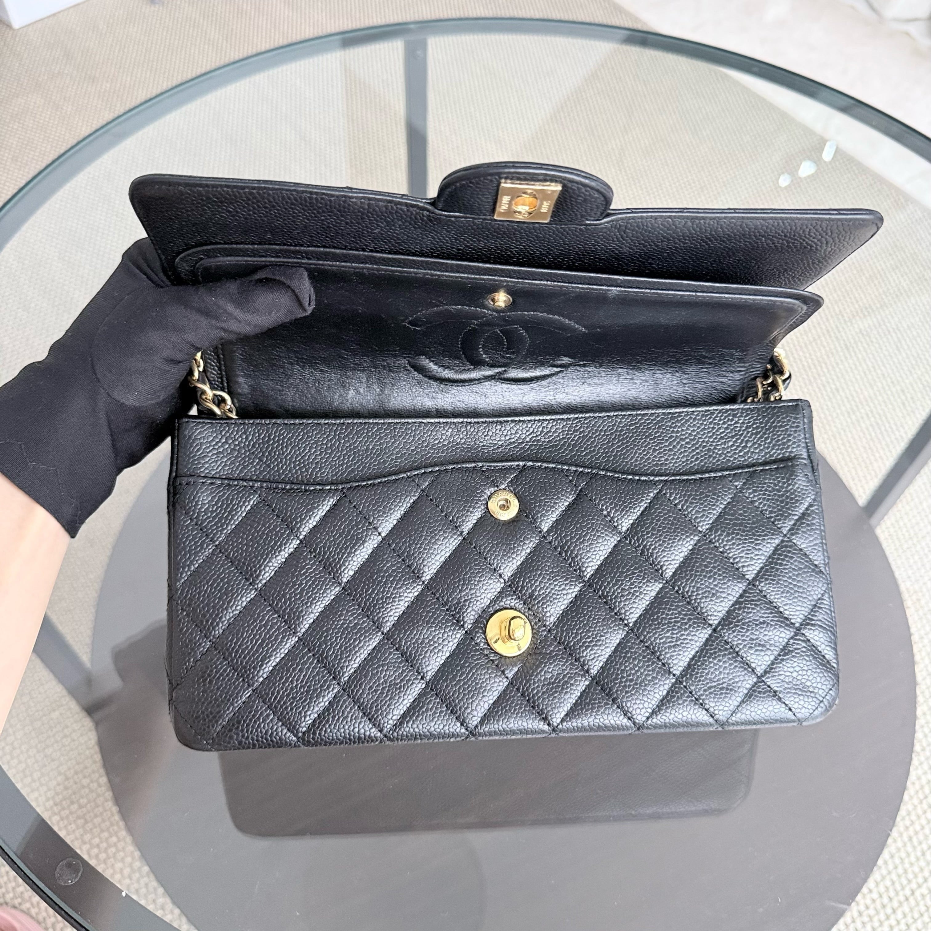 Chanel Classic Flap Medium - 25CM Caviar Quilted Black Gold Hardware Series 13