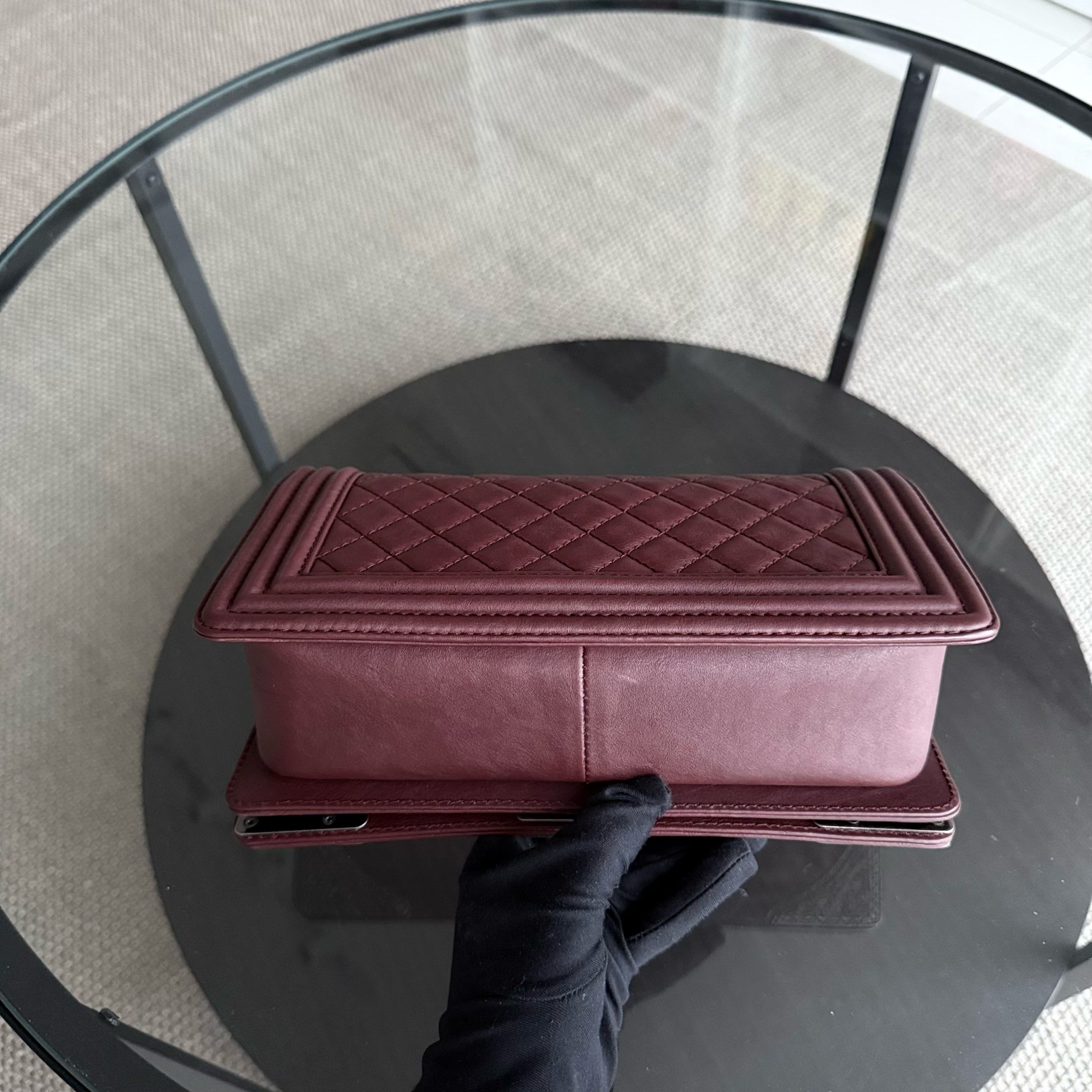 Chanel Boy Medium - 25CM Quilted Limited Edition Paris-Dallas Metal Edge Grained Calfskin Black Silver Hardware Series 19