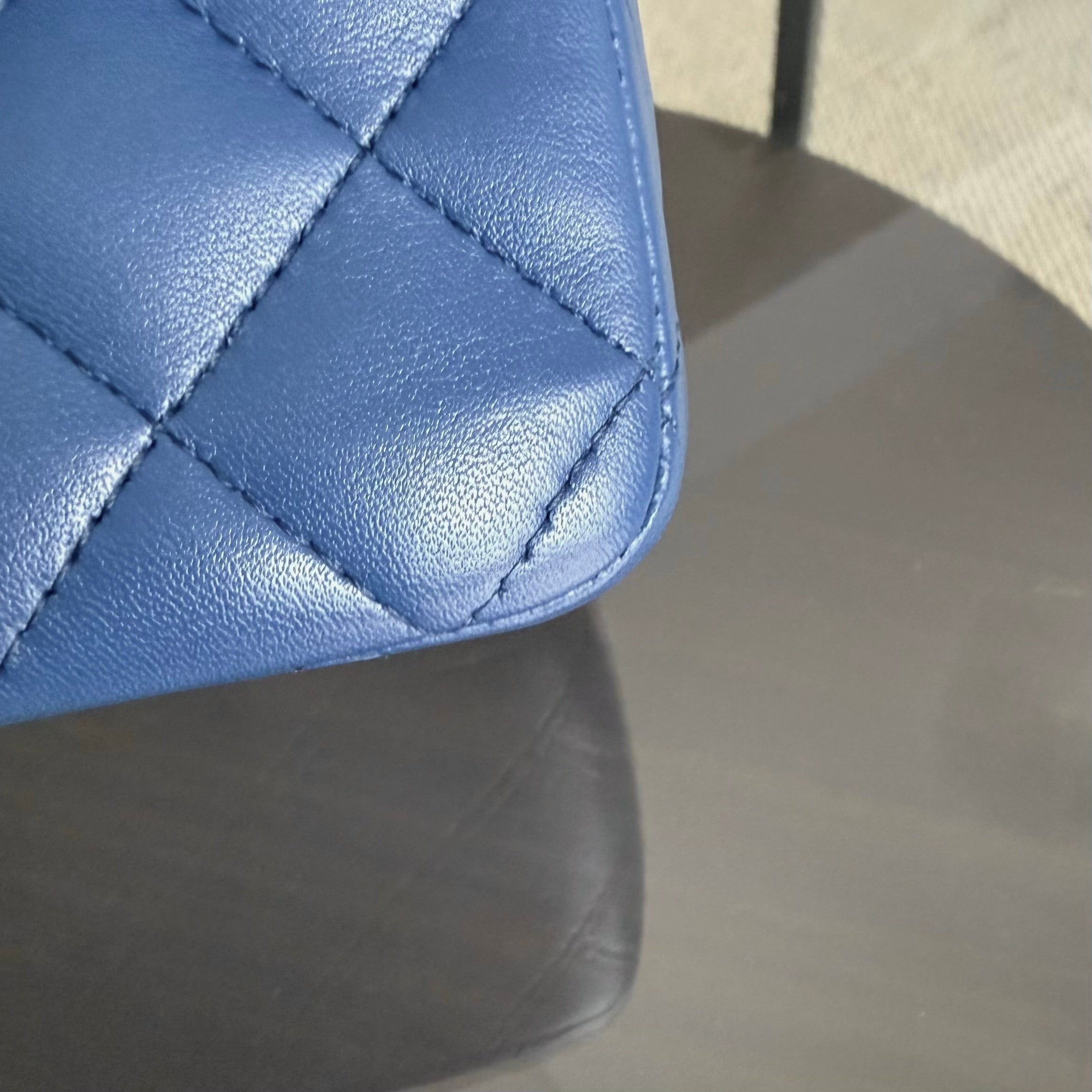 Chanel Mini Rectangle Classic Flap - 20CM Lamskin Quilted Blue Gold Hardware Series 25