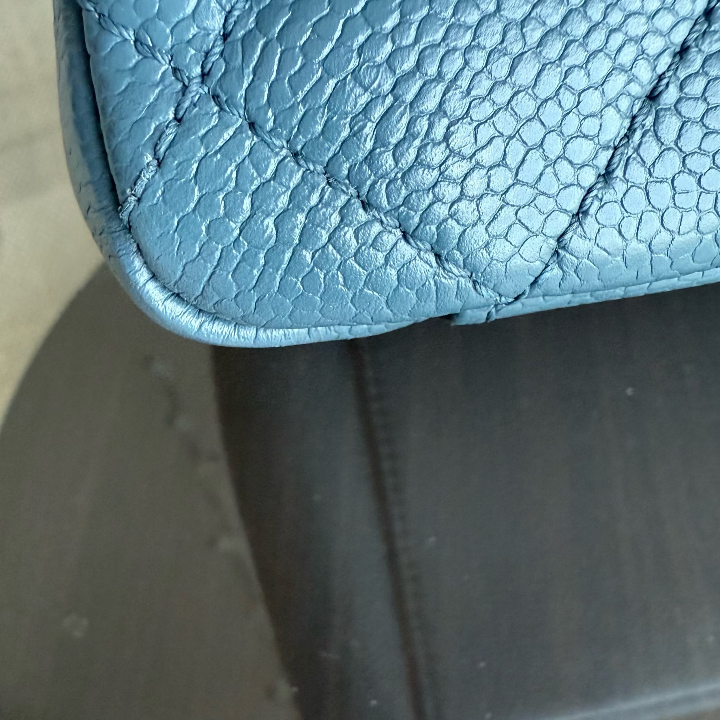 Chanel GST Grand Shopping Tote - Caviar Quilted Grained Calfskin Blue Silver Hardware Series 19