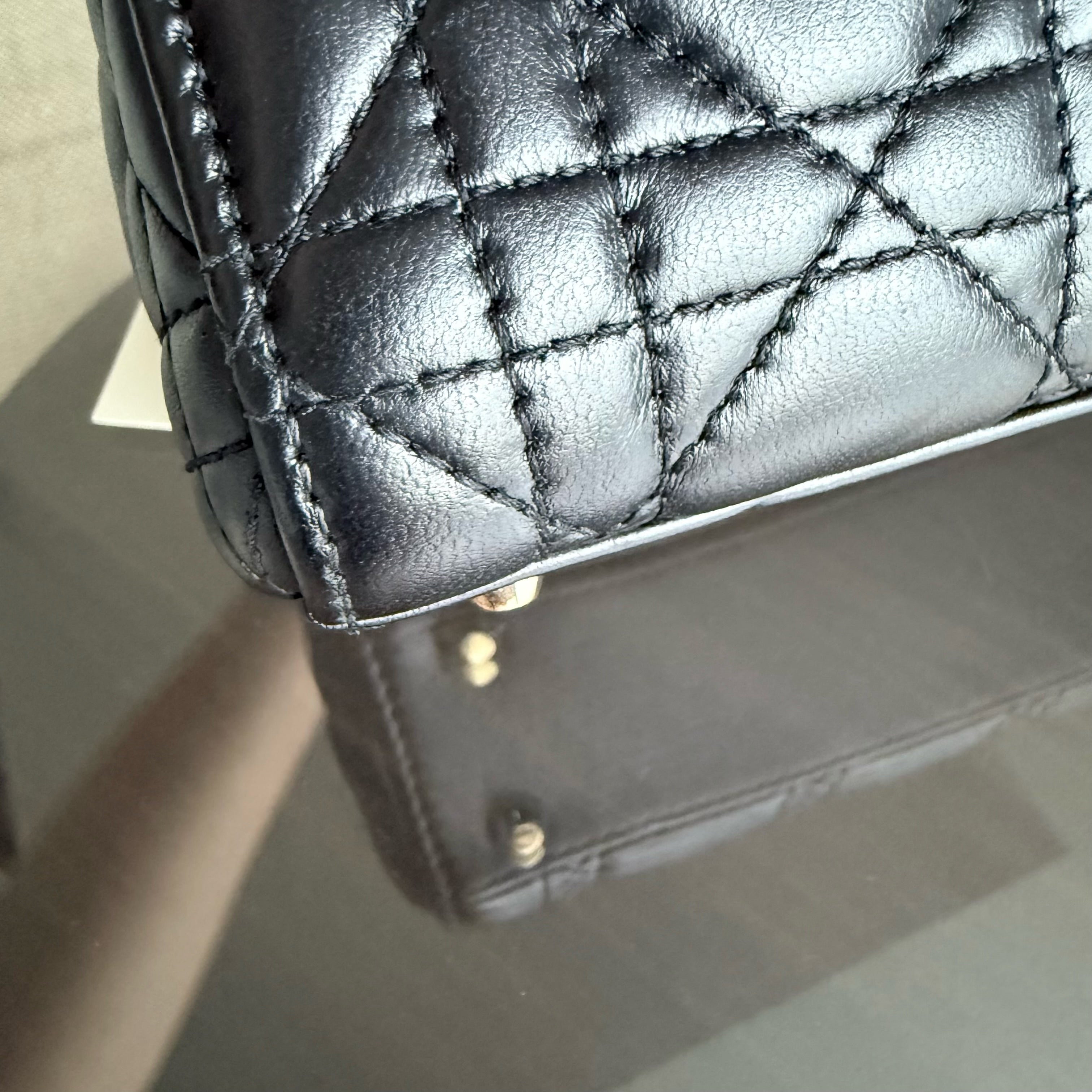 Dior Lady Mini - Cannage Lambskin Black Gold Hardware Chain Strap