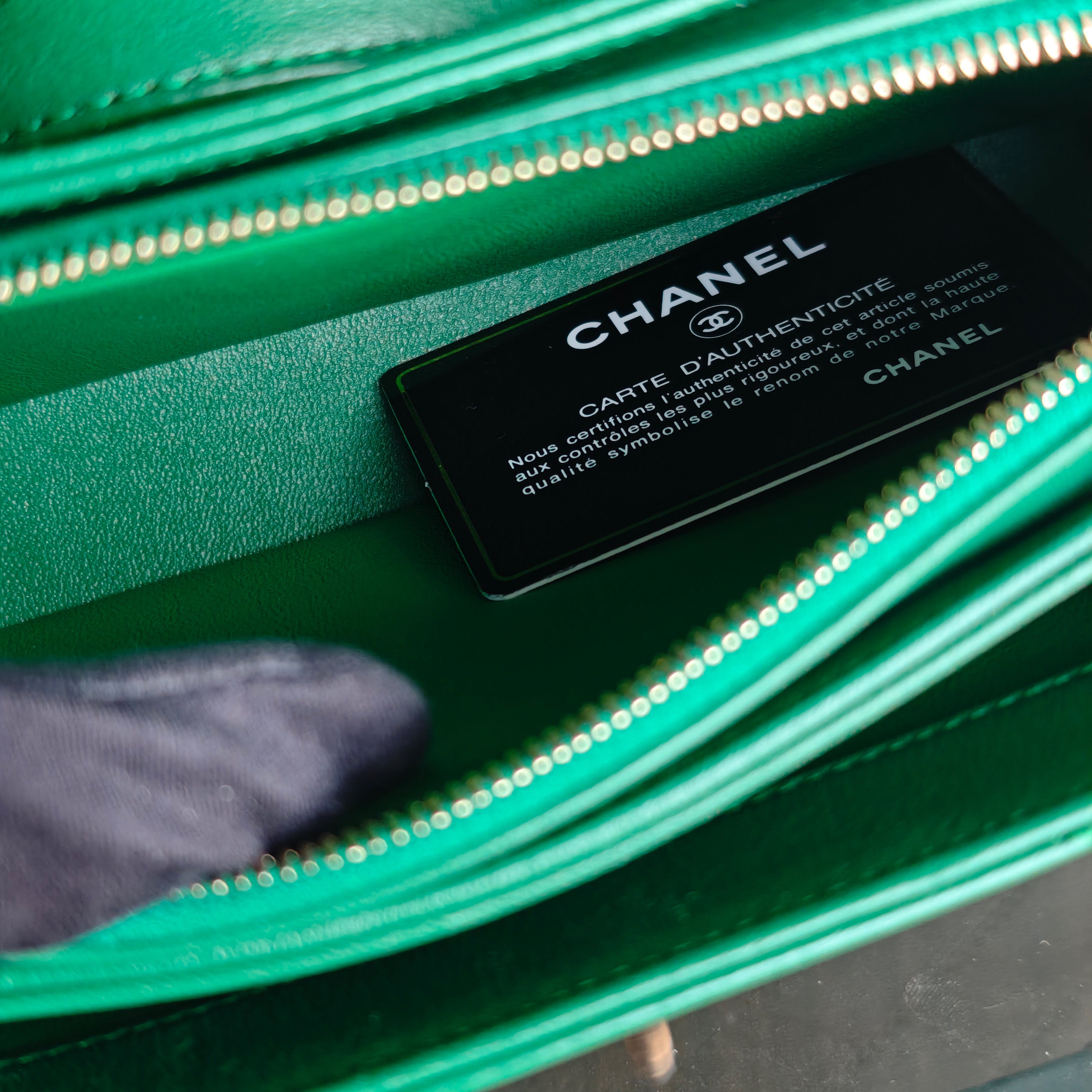 Chanel Coco Chevron Bag - Calfskin Green Gold Hardware Series 25