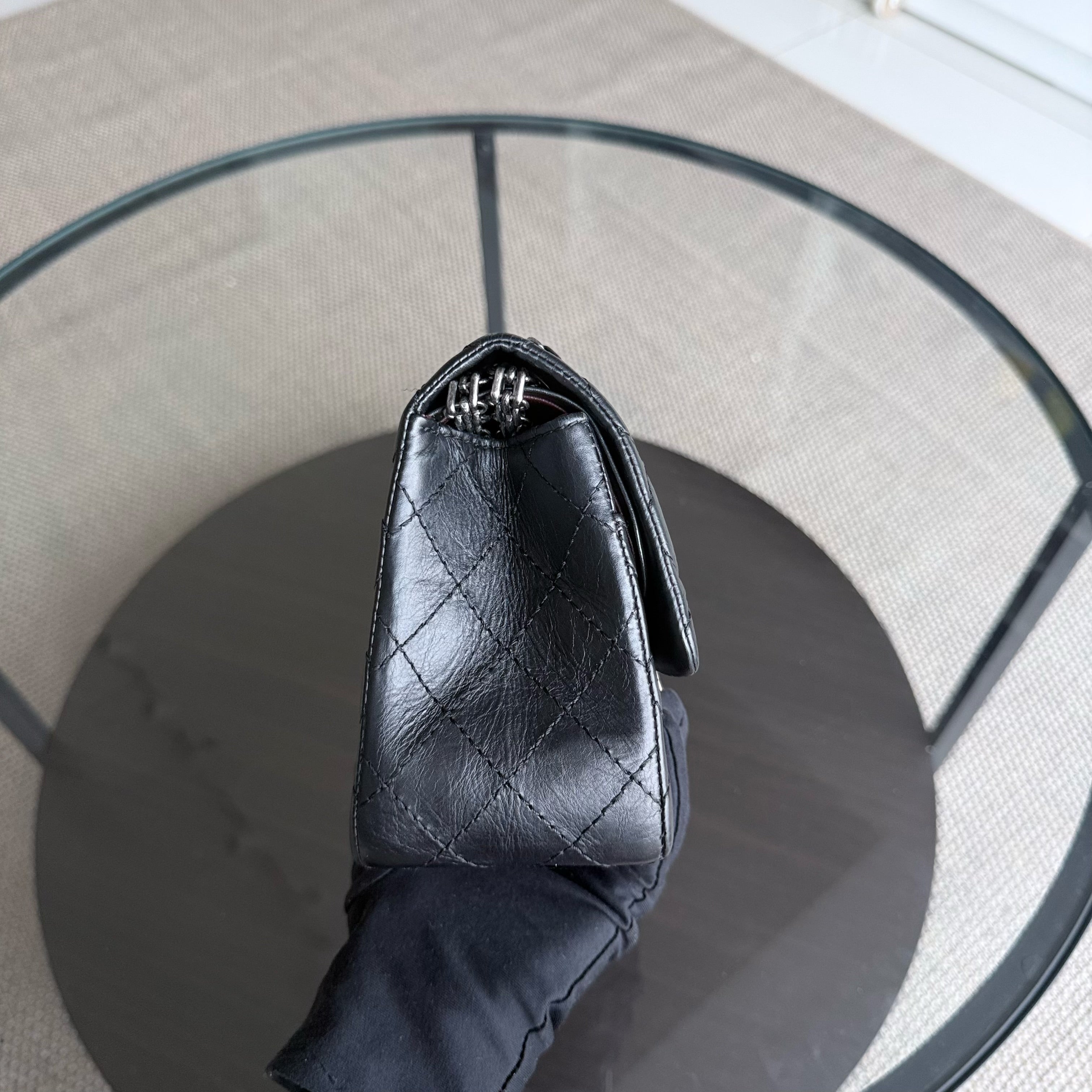 Chanel 2.55 Reissue 225 - Quilted Aged Calfskin Black Ruthenium Silver Hardware Series 18