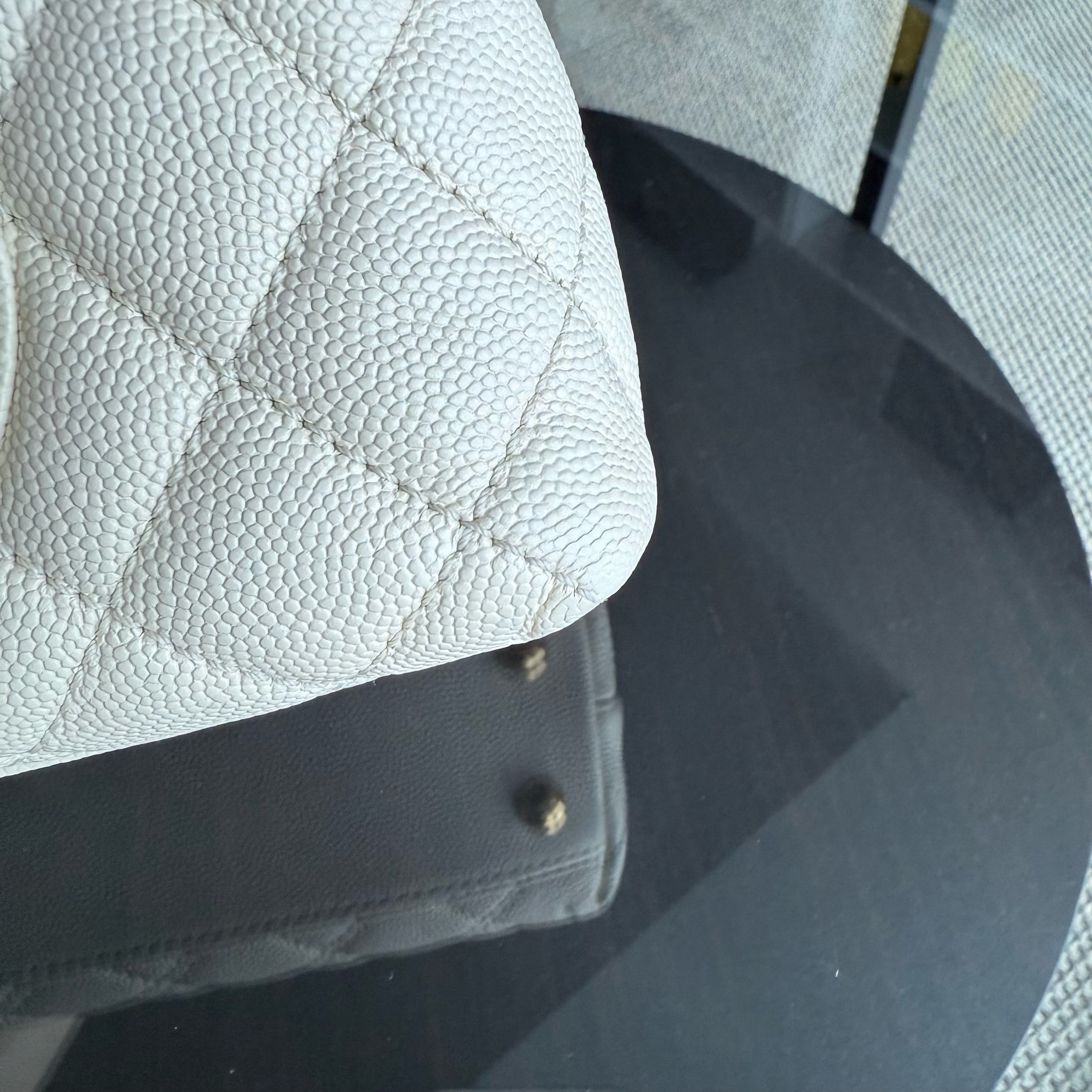 Chanel Coco Handle Small - Caviar Quilted White Gold Hardward 24