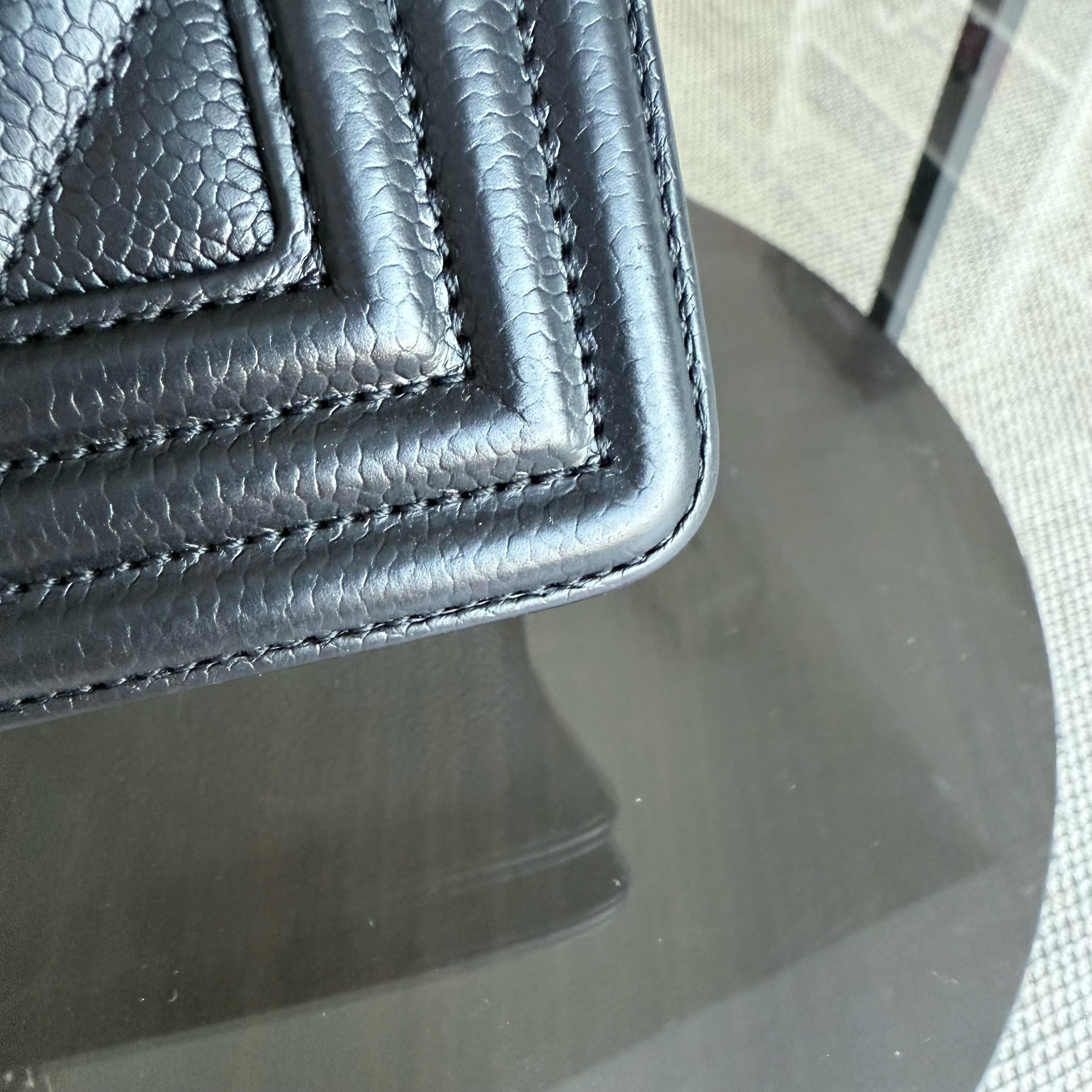 Chanel Boy Medium - 25CM Chevron Caviar Black Ruthenium Silver Hardware Series 29