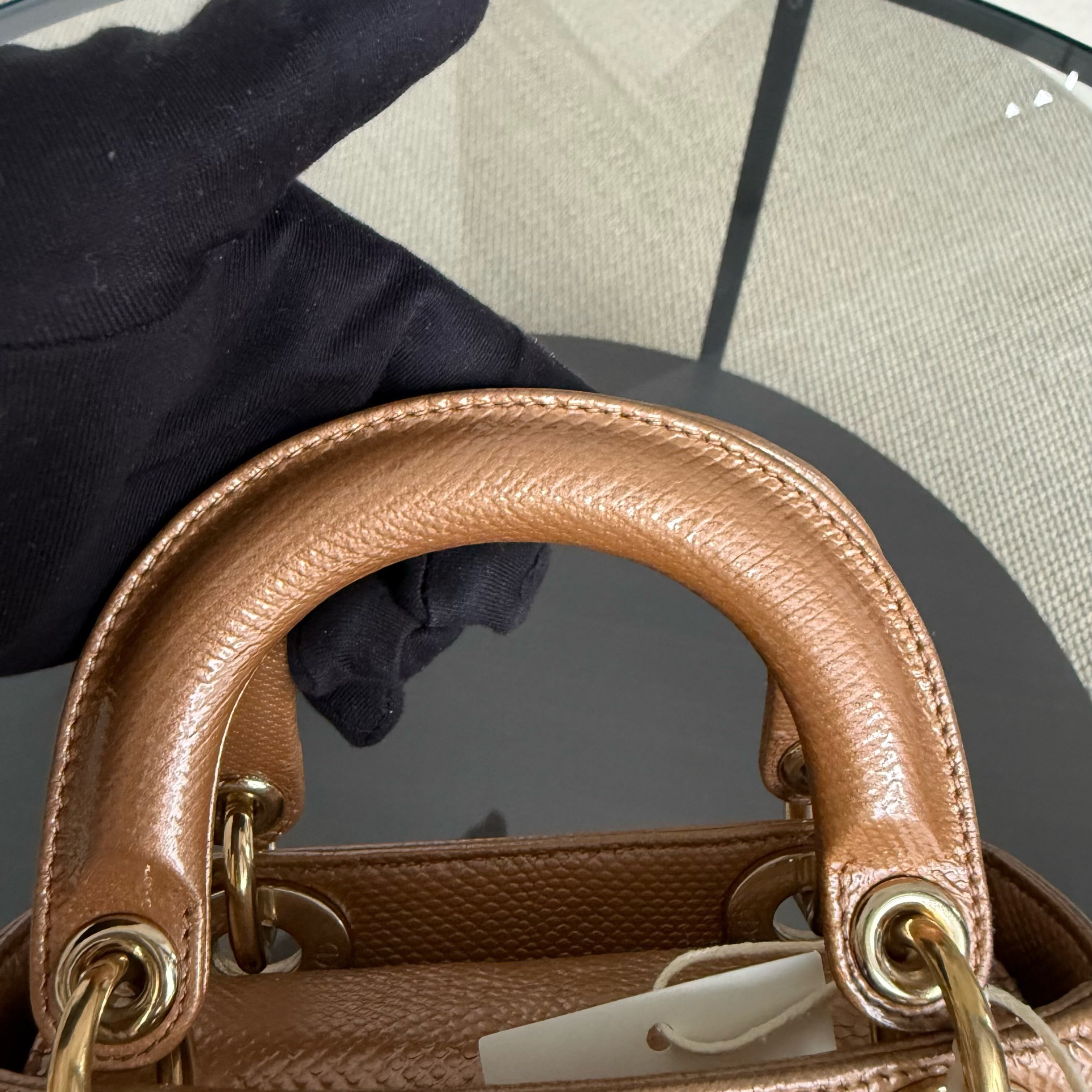 Dior Lady Mini - Exotic Lizard Caramel color Gold Hardware