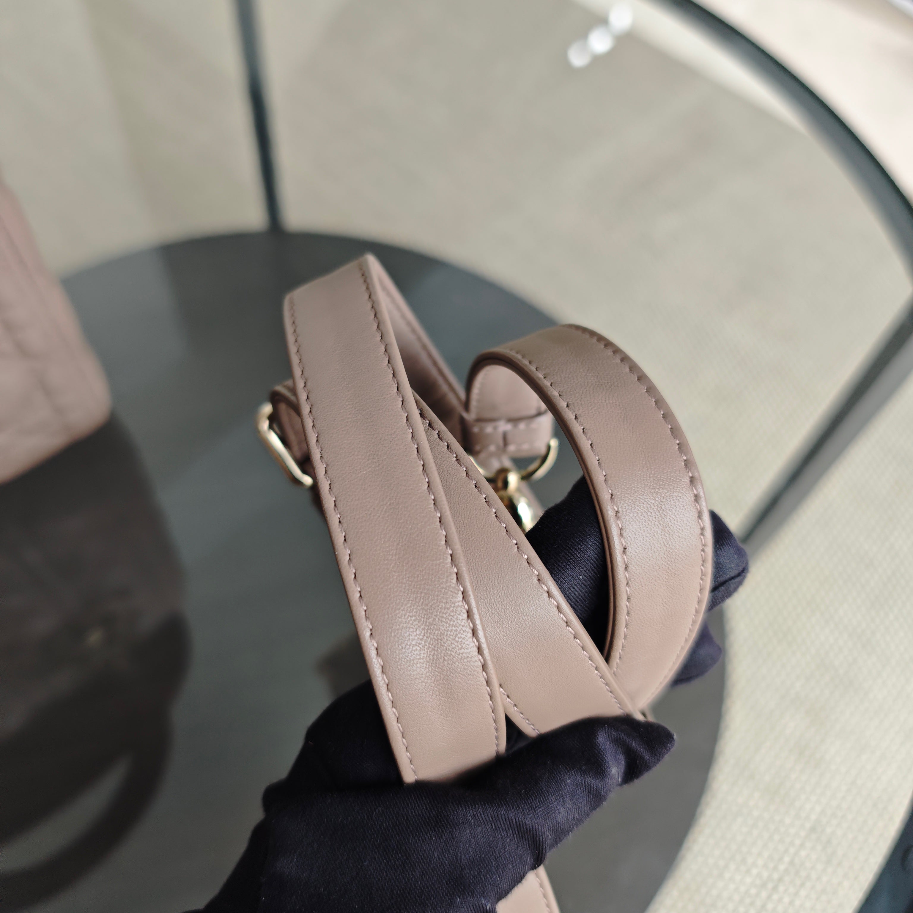 Dior Lady Flap Medium - Cannage Lambskin Dark Blush Gold Hardware Adjustable Strap