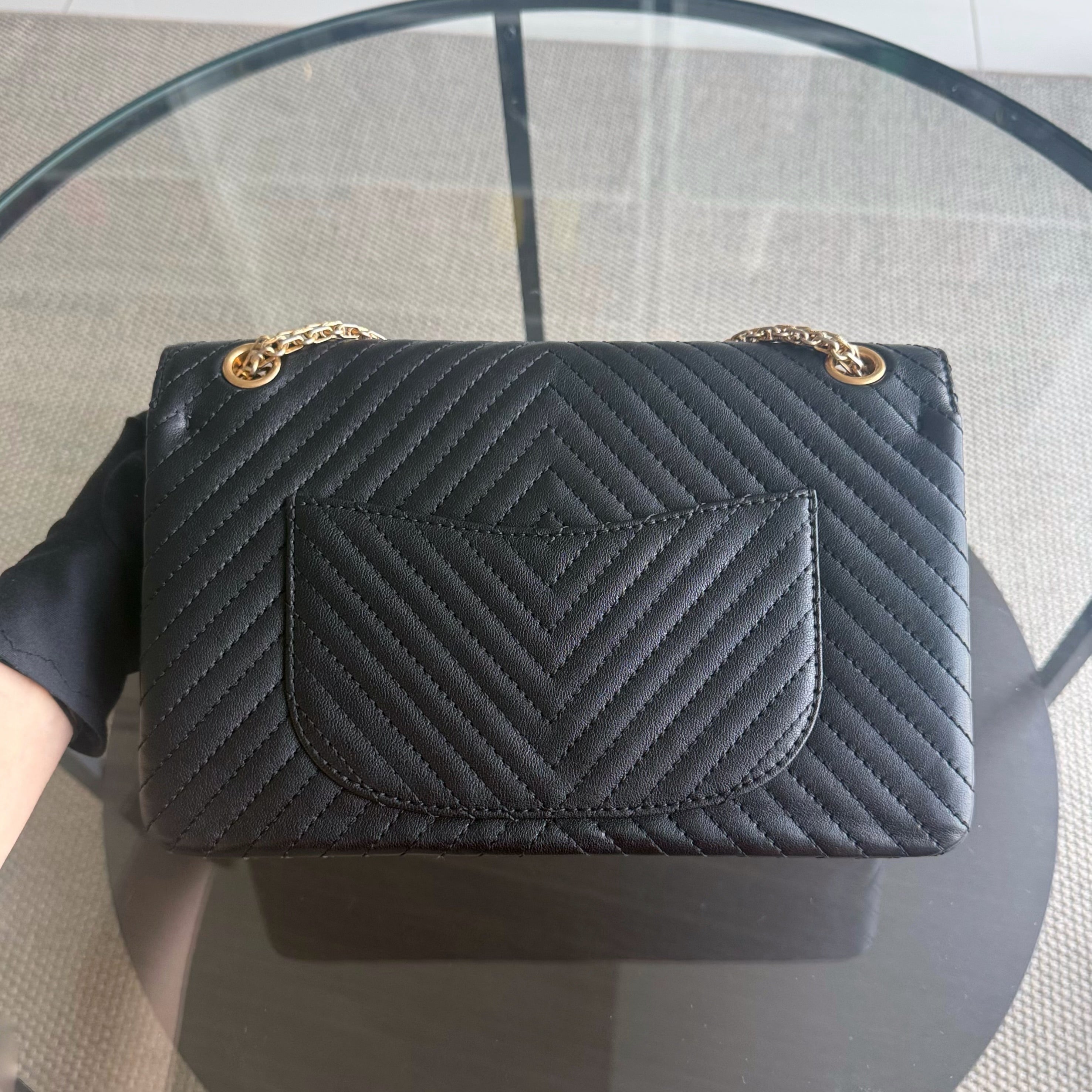 Chanel 2.55 Reissue 226 - 28CM Chevron Aged Calfskin Black Gold Hardware Series 23