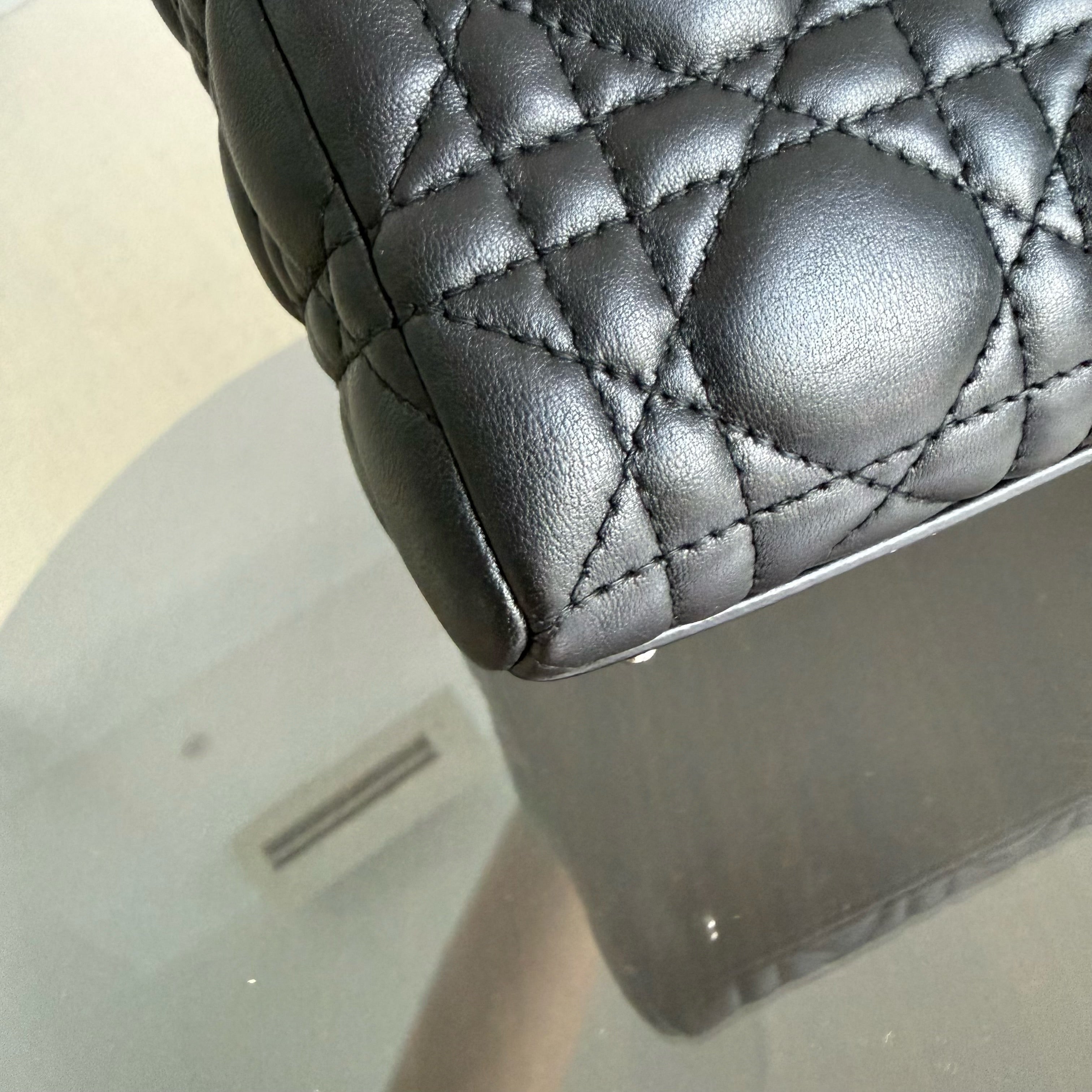 Dior Lady Medium - Cannage Lambskin Black Silver Hardware