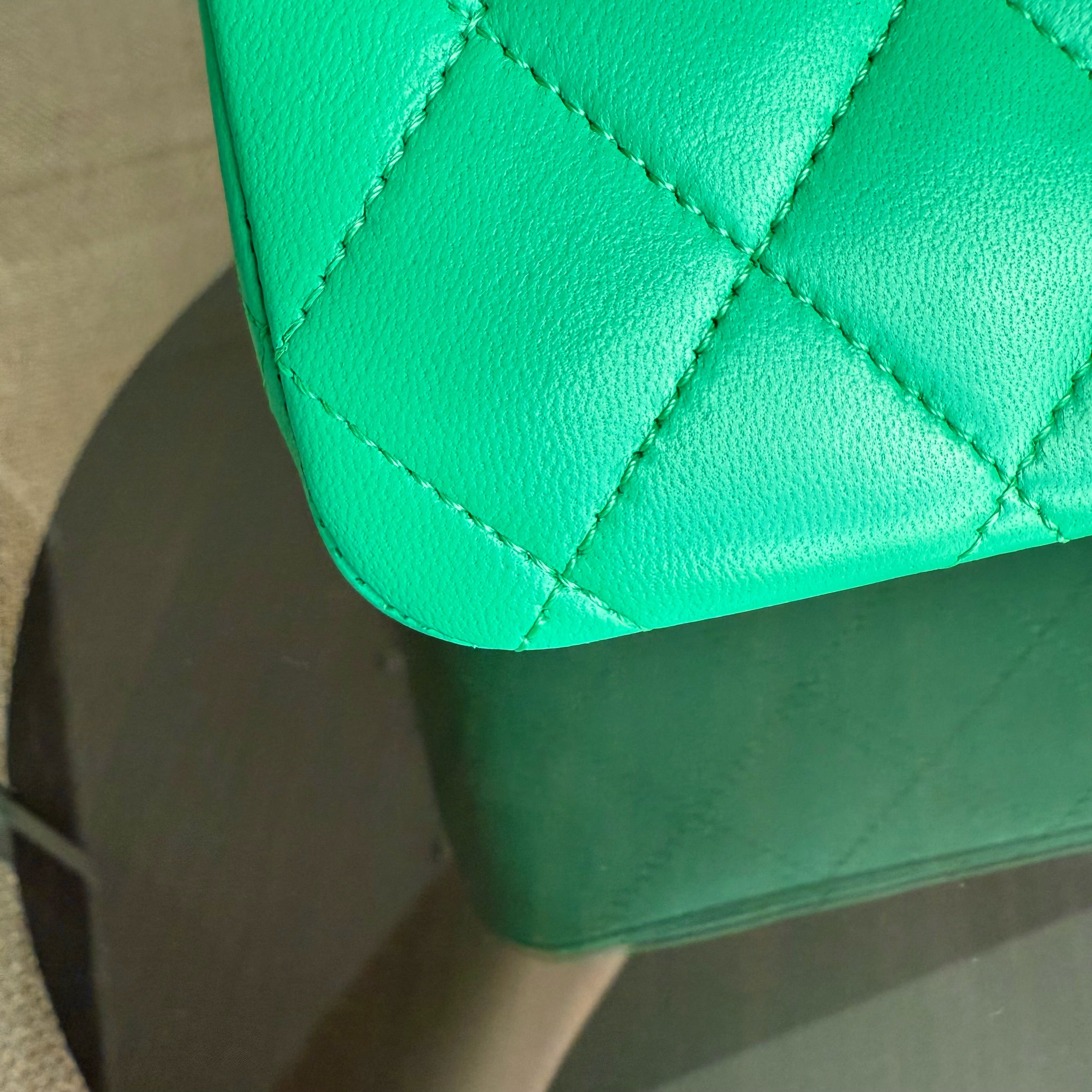 Chanel Classic Flap Medium - 25CM Quilted Lambskin Green Gold Hardware Series 18