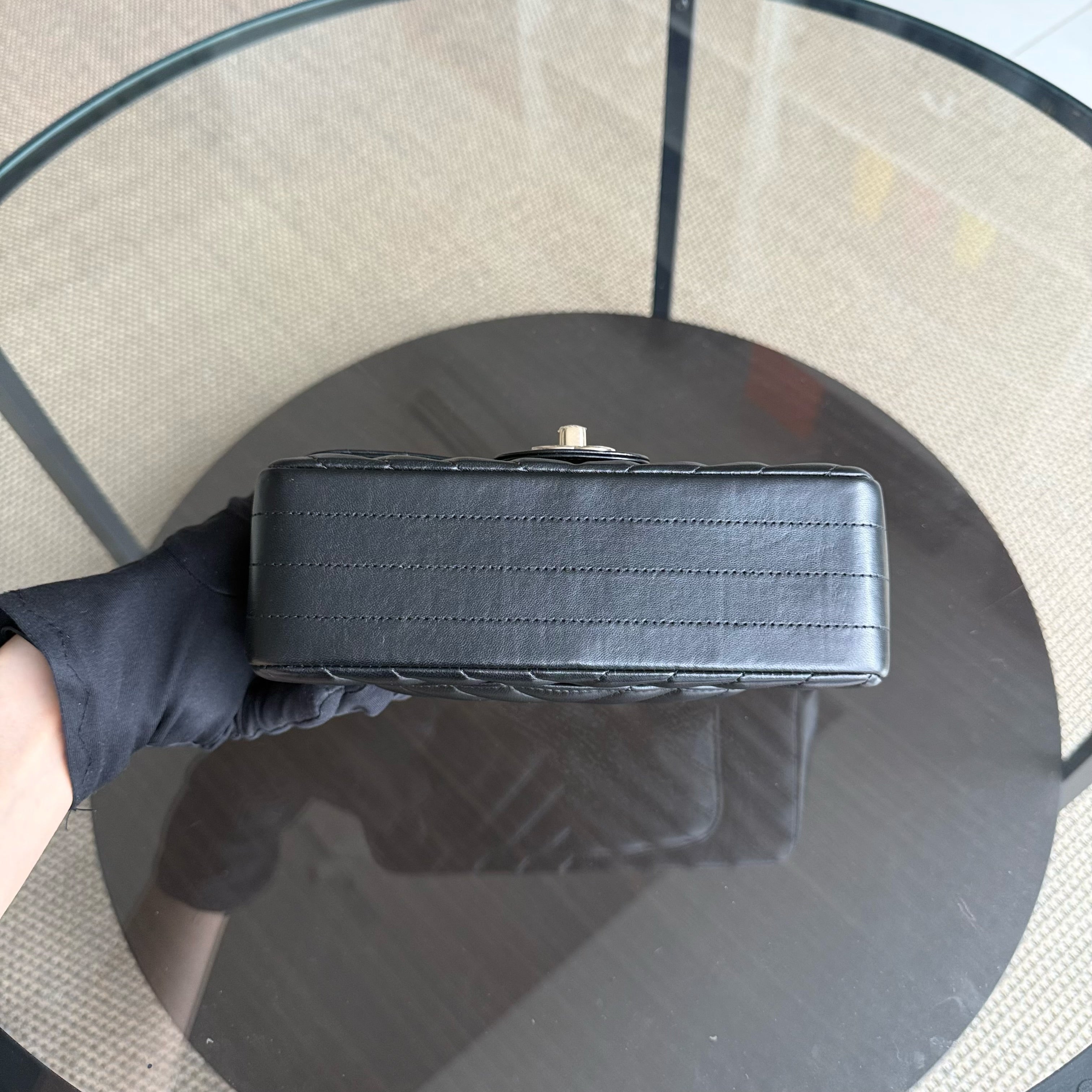 Chanel Classic Flap Mini - Chevron Lambskin Black Gold Hardware Series 25