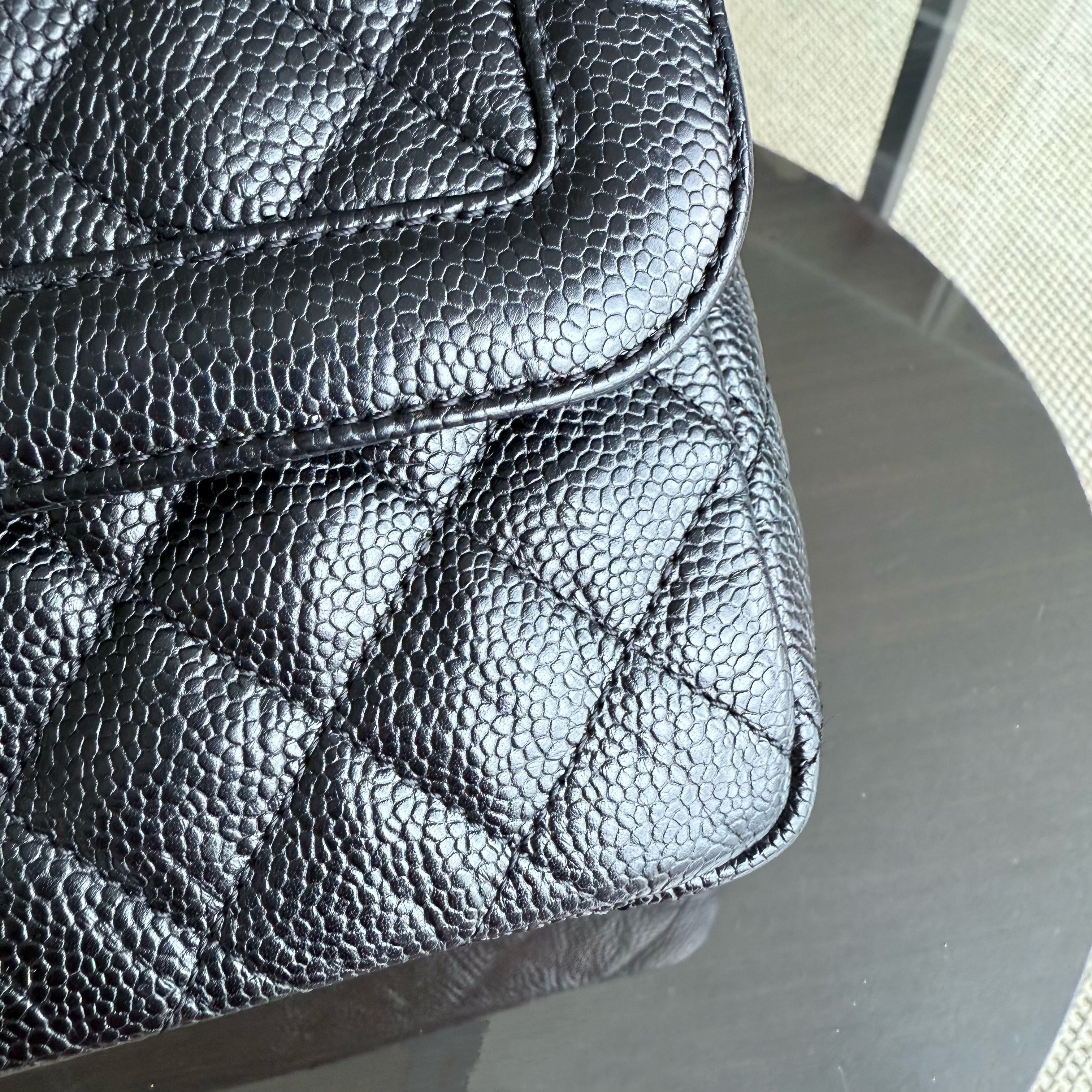 Chanel Seasonal Two-tone Flap Medium - Caviar Quilted Black Gold Hardware Series 22