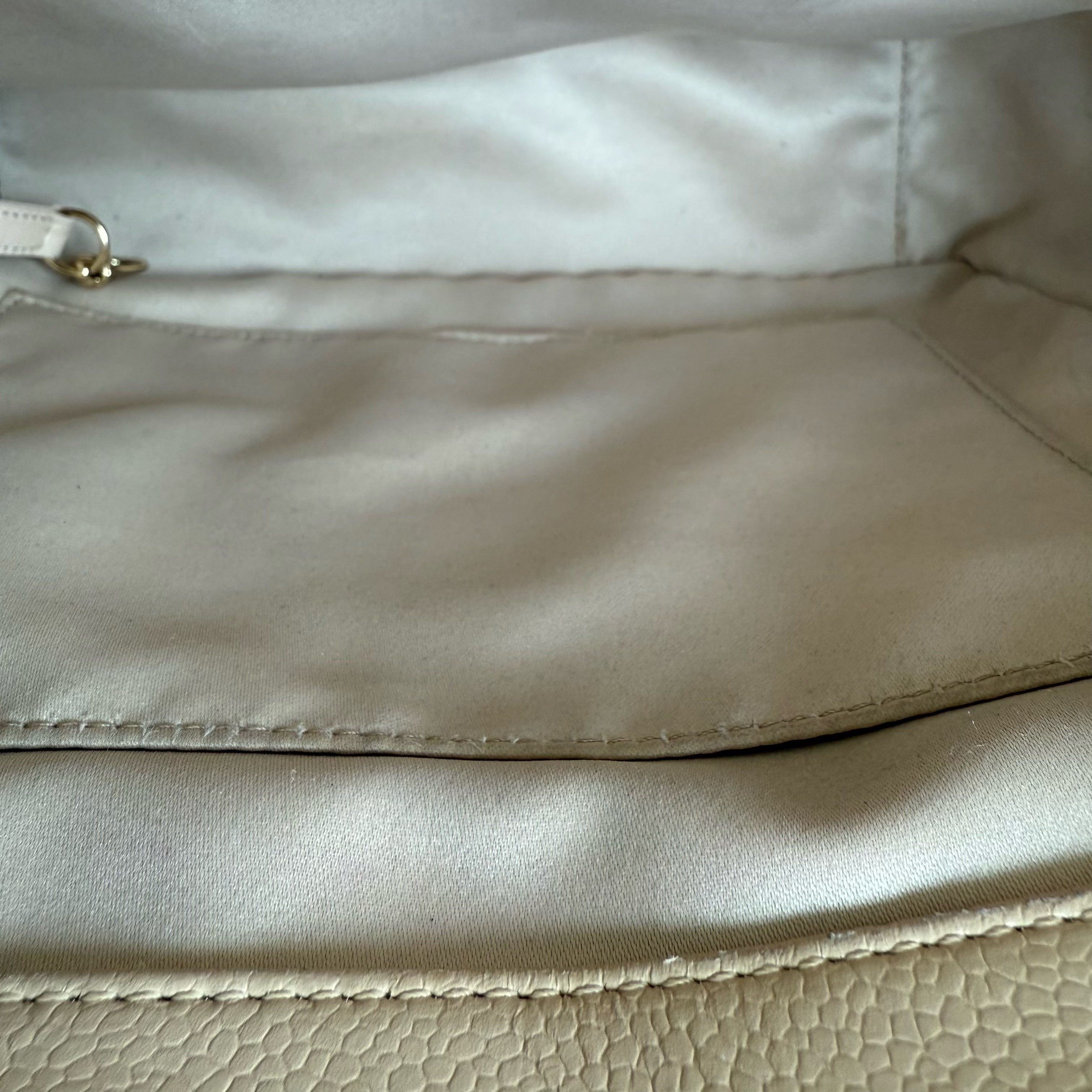 Chanel PST Petite Shopping Tote - Caviar Quilted Grained Calfskin Light Beige Gold Hardware