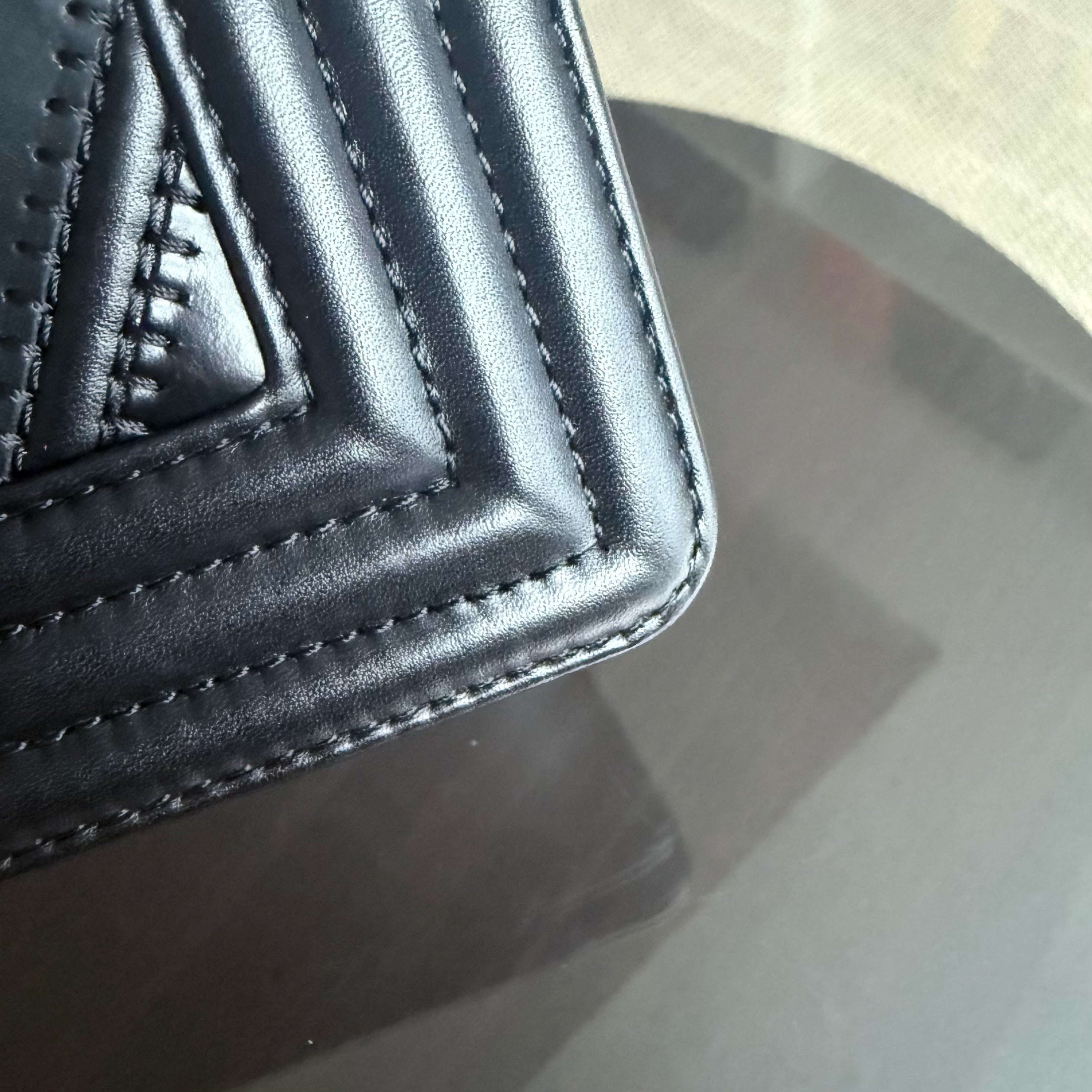 Chanel Boy Medium - 25CM Quilted Calfskin Black Gold Hardware Series 22