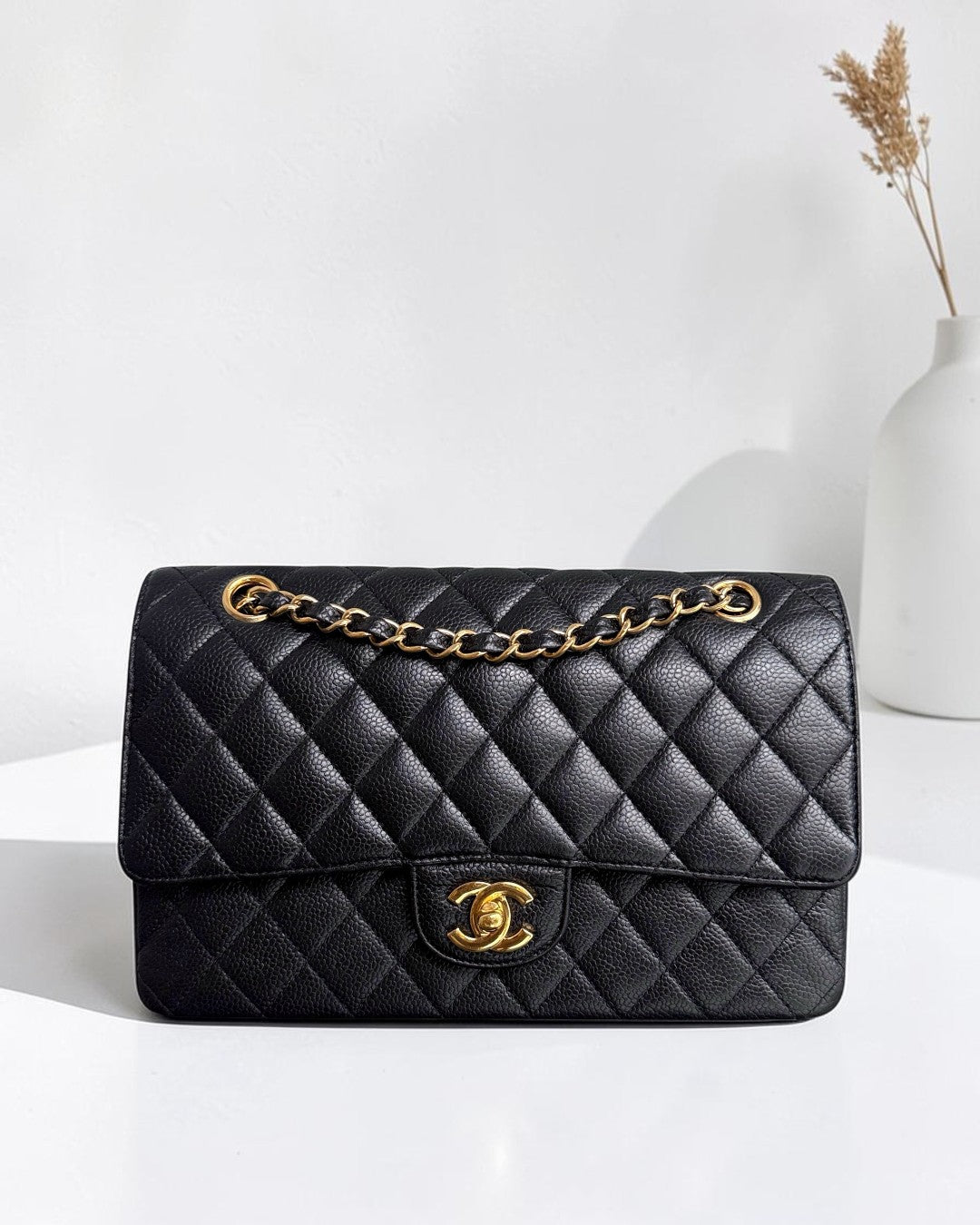 Chanel Classic Flap Medium - 25CM Caviar Quilted Black Gold Hardware Series 13