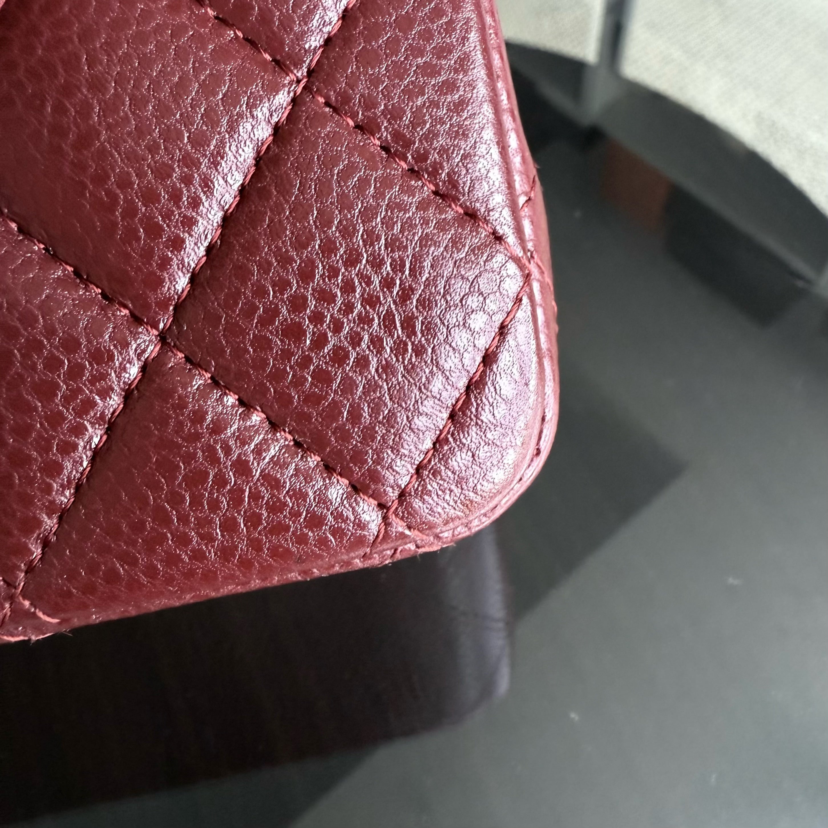 Chanel Classic Flap Medium - Caviar 25CM Quilted Grained Calfskin Burgundy Dark Red Silver Hardware Series 15