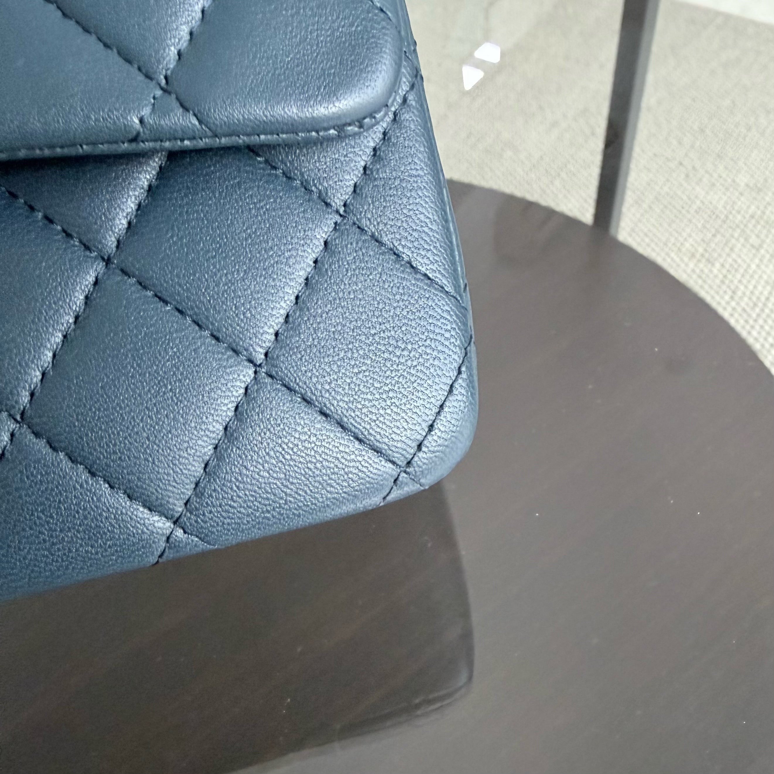 Chanel Classic Flap Medium - 25CM Quilted Lambskin Blue Gold Hardware Series 23