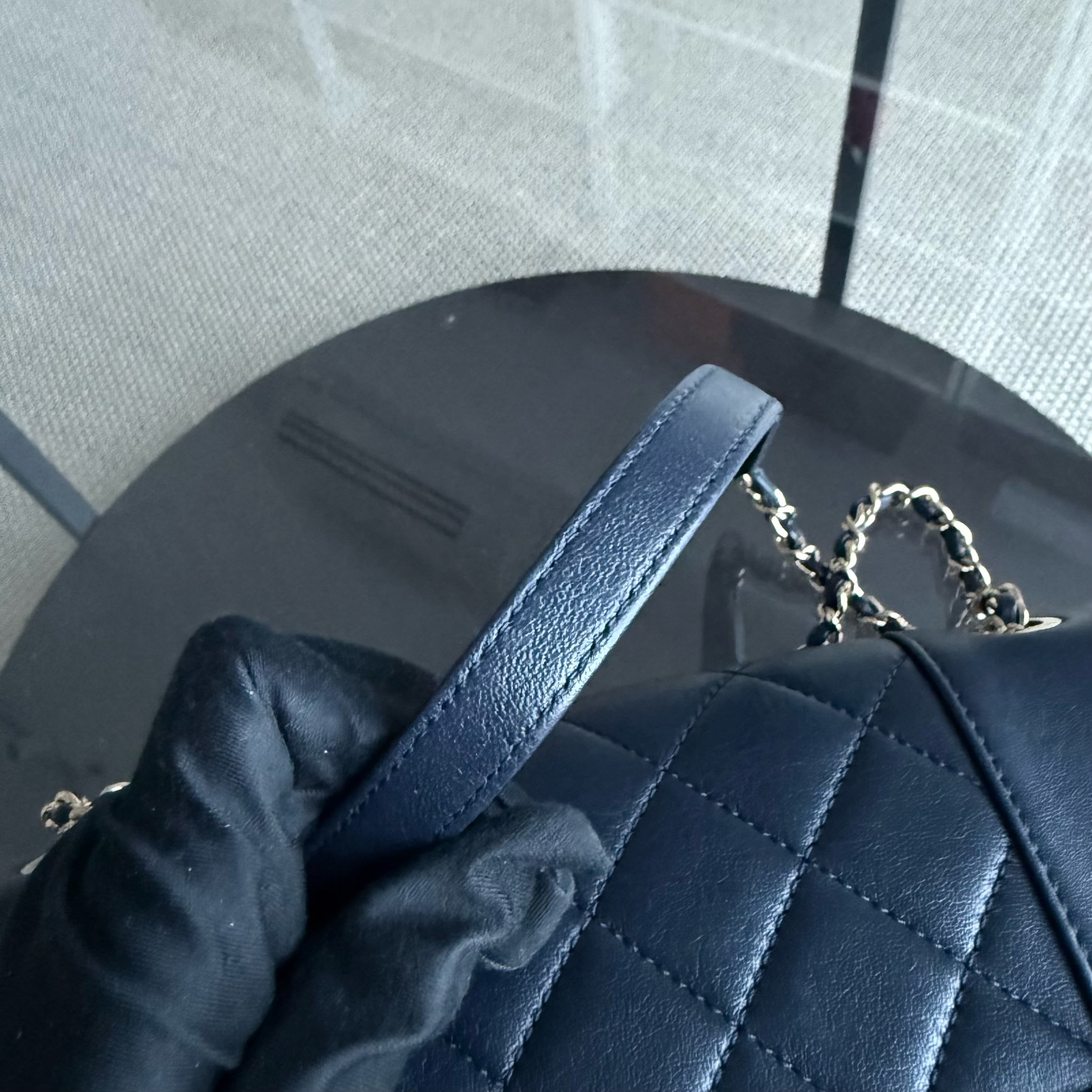 Chanel Mademoiselle Seasonal Flap - Cannage Calfskin Blue Gold Hardware Series 23