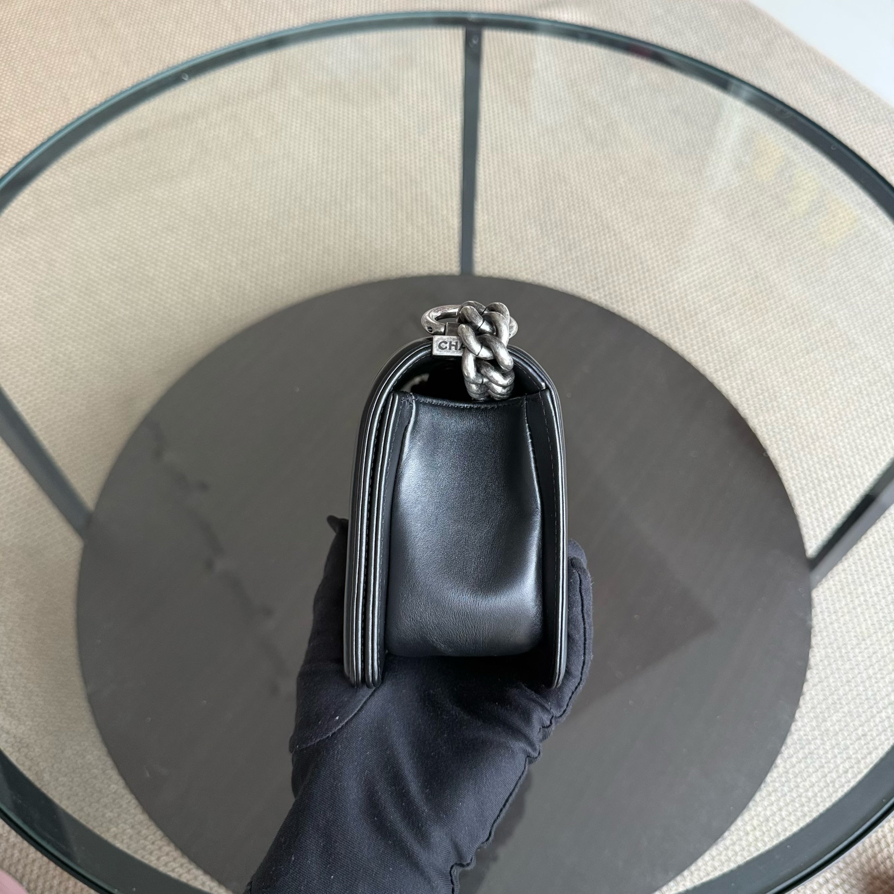 Chanel Boy Small - Small Galuchat Stingray Blue Ruthenium Silver Hardware Series 18