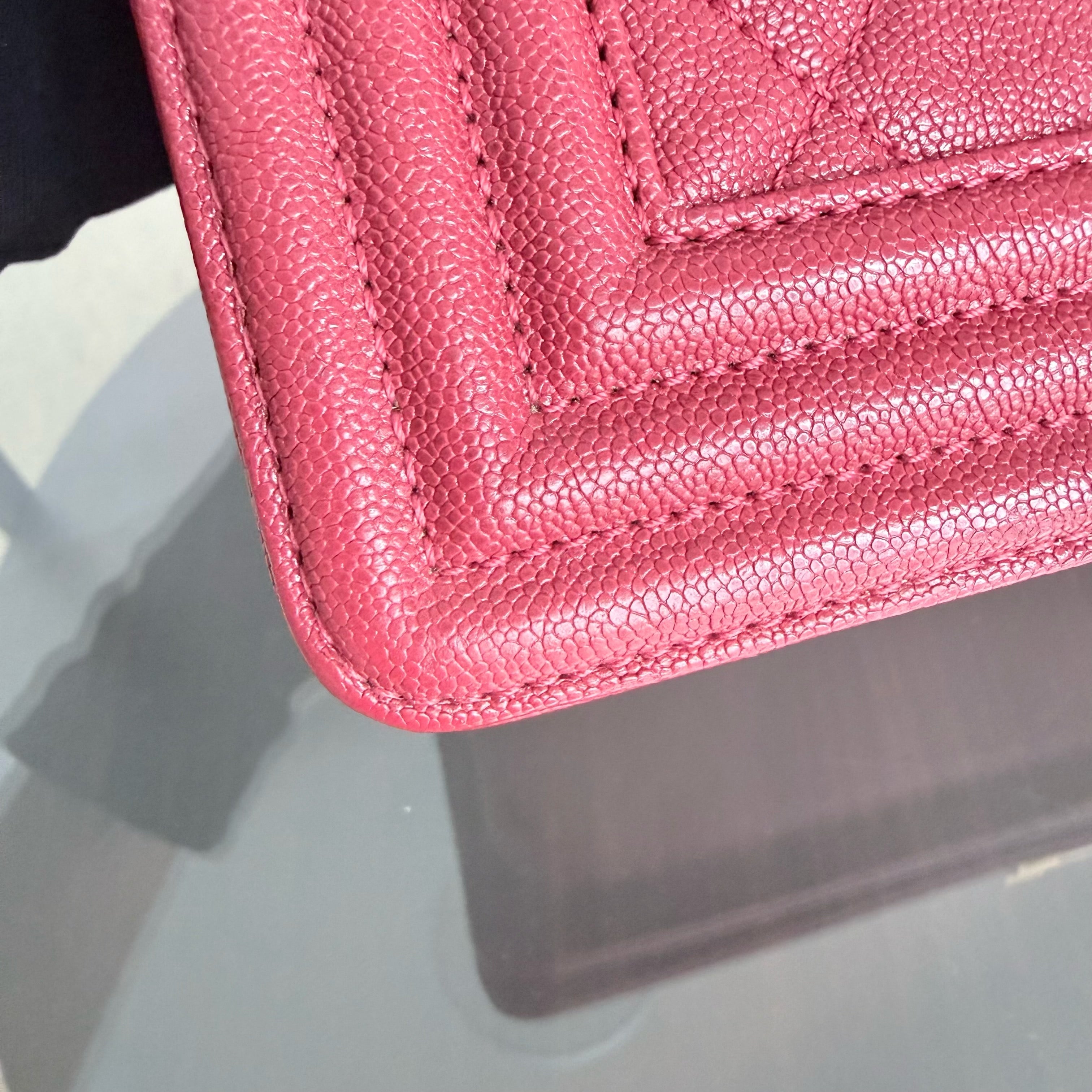 Chanel Boy Medium - Caviar 25CM Quilted Red Gold Hardware Series 27