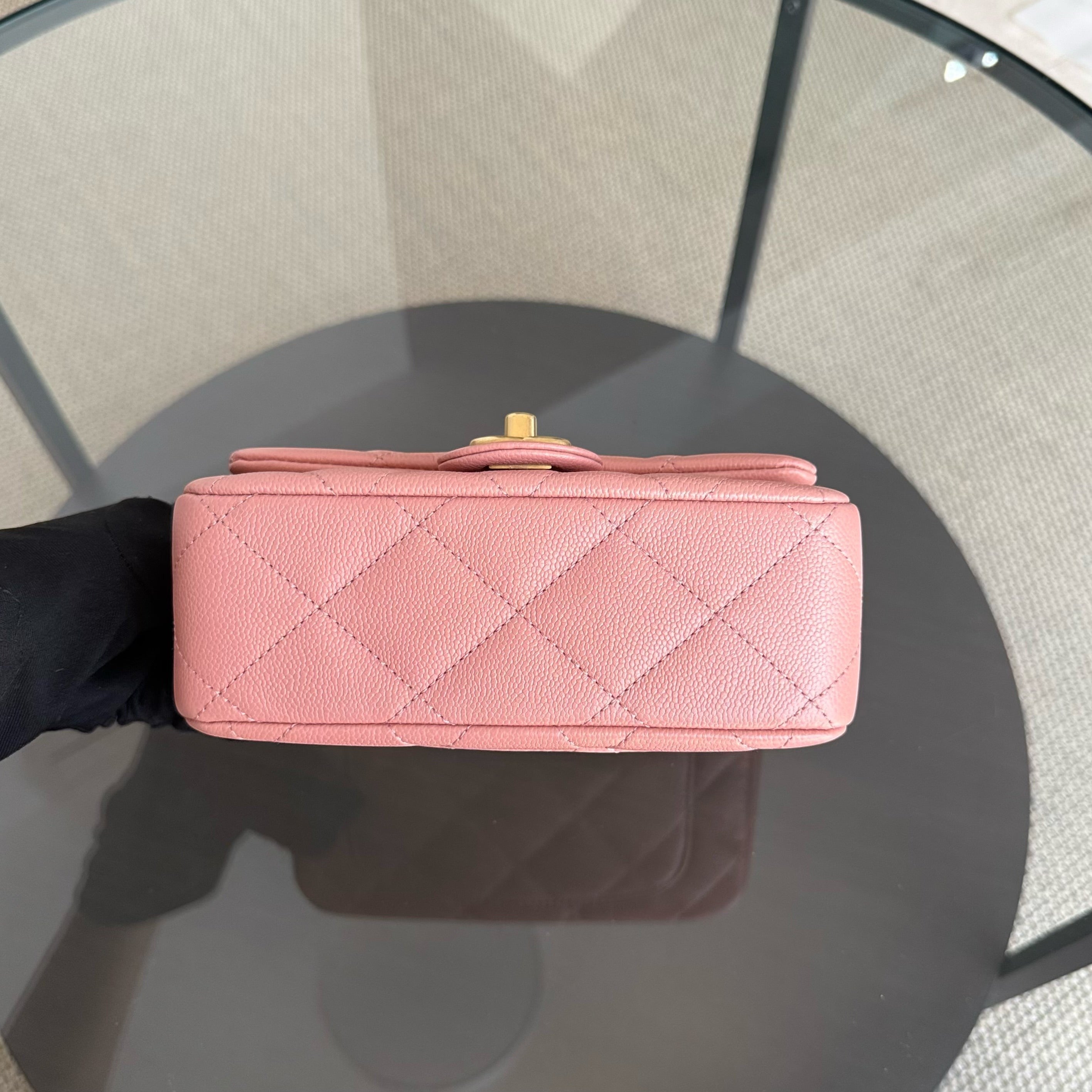 Chanel Flap Mini 21CM Sweetheart 23P - Caviar Quilted Pink Gold Hardware Microchip