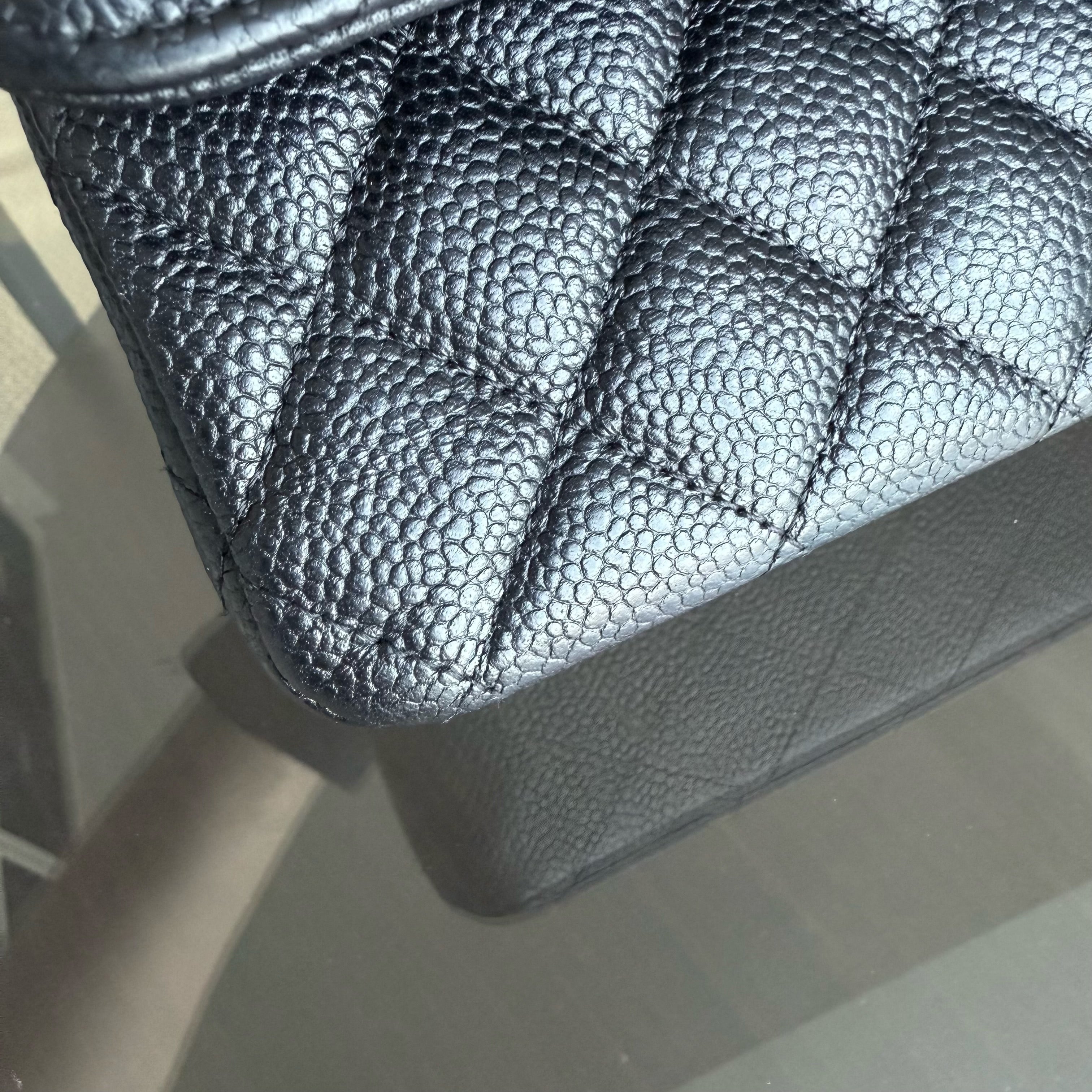 Chanel Classic Flap Medium - 25CM Quilted Caviar Black Gold Hardware Series 21
