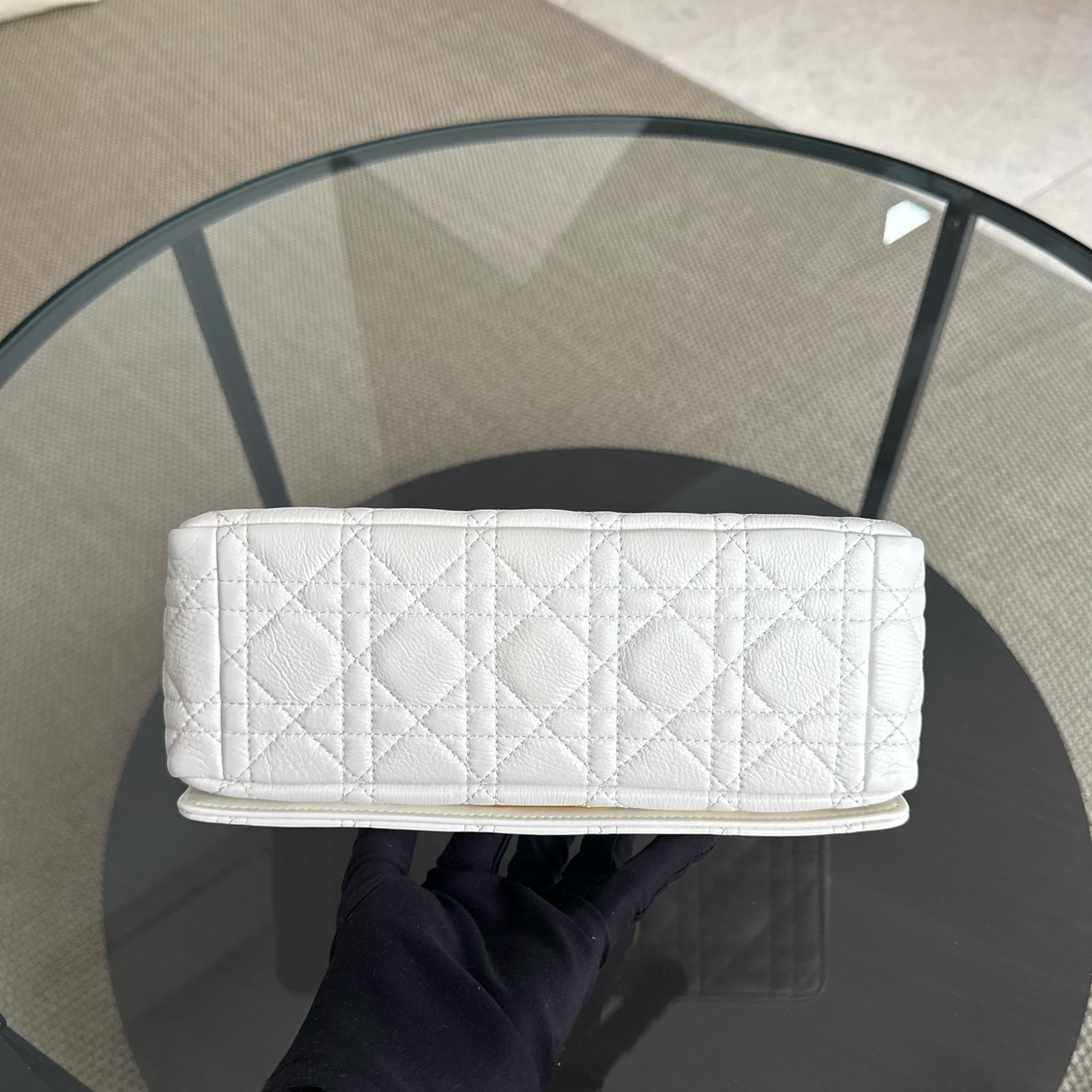 Dior Caro Medium - Cannage Grained Calfskin White Gold Hardware