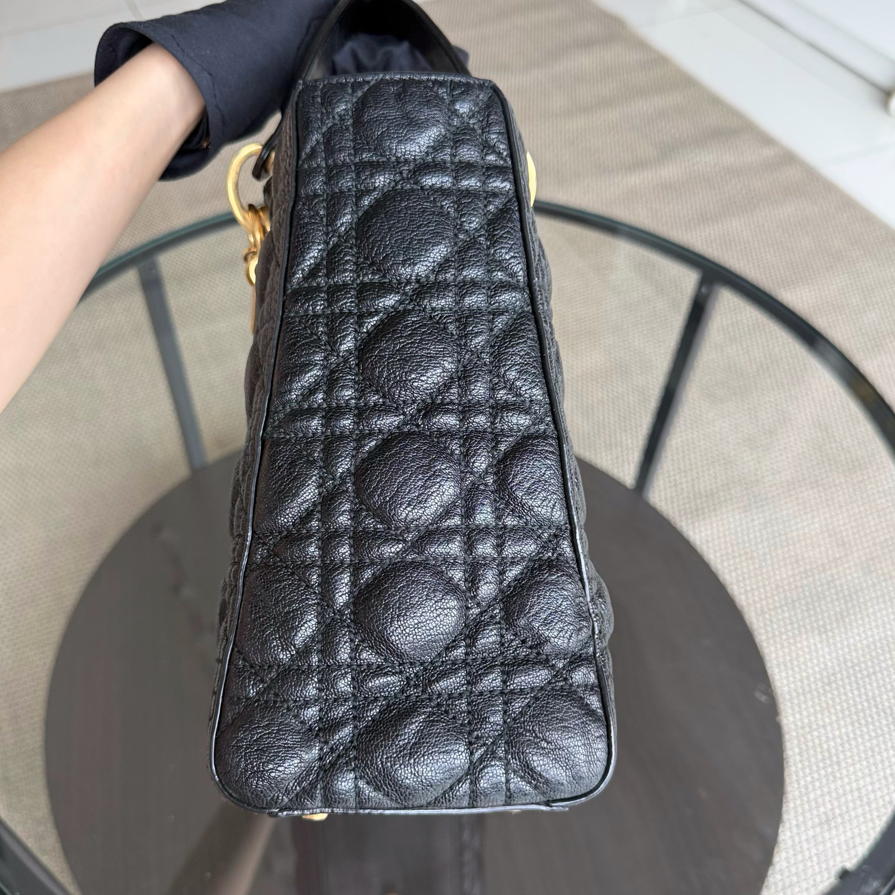 DIor Lady Large - Cannage Grained Calfskin Blush Gold Hardware NO STRAP