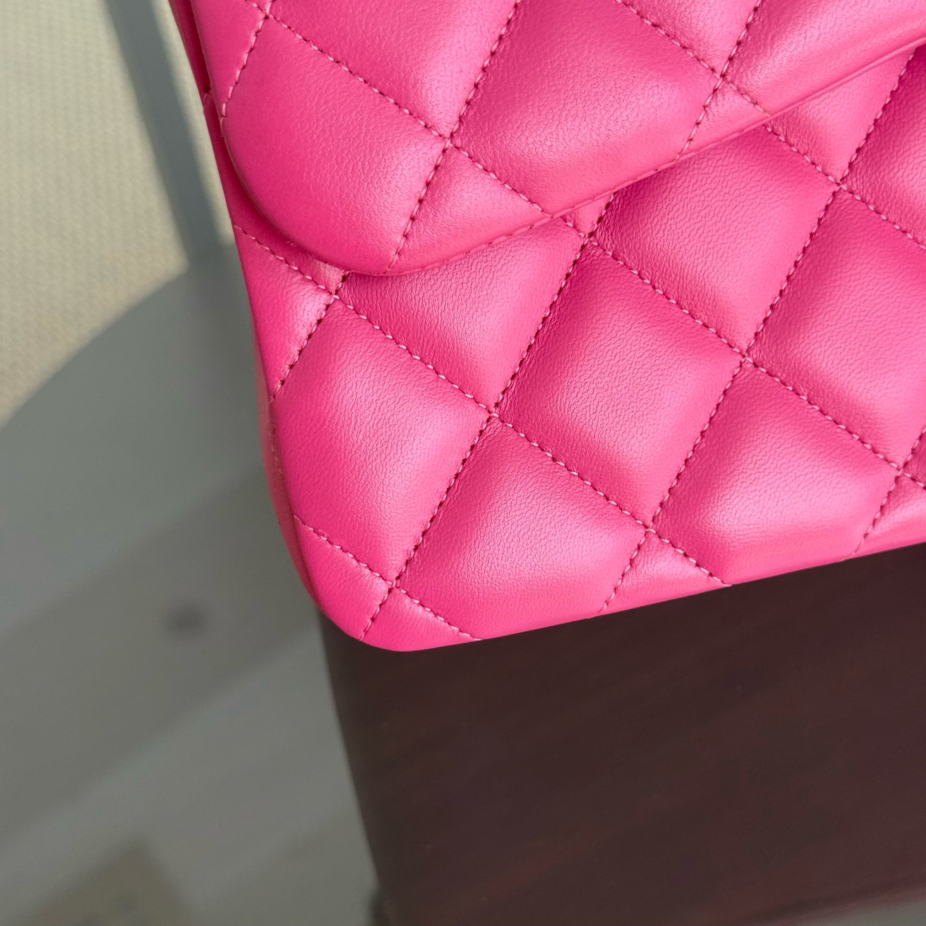 Chanel Classic Flap Jumbo - Double Flap 30CM Quilted Lambskin Pink Gold Hardware Series 17
