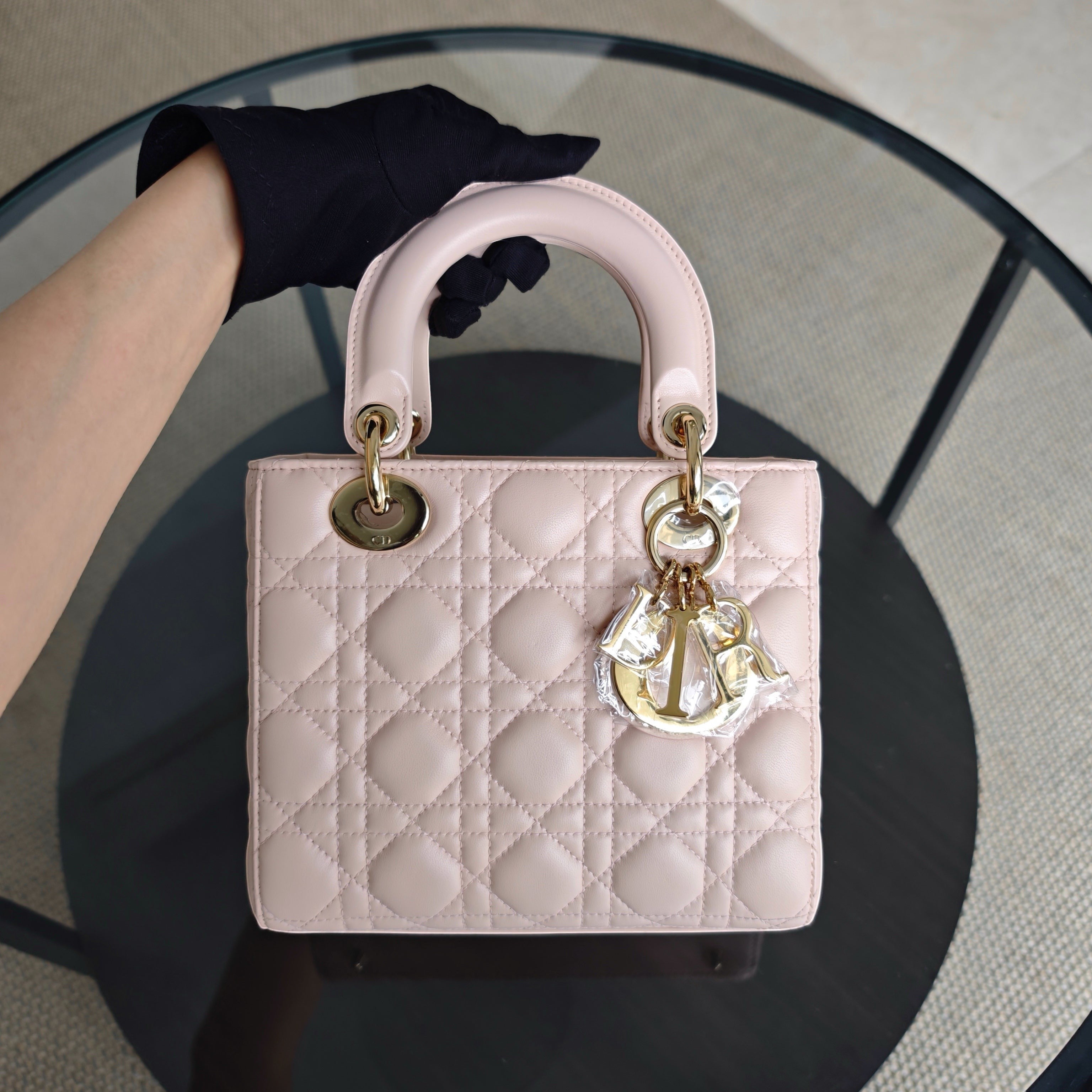 Dior Lady Small Flap - Cannage Lambskin Light Sakura Pink Gold Hardware