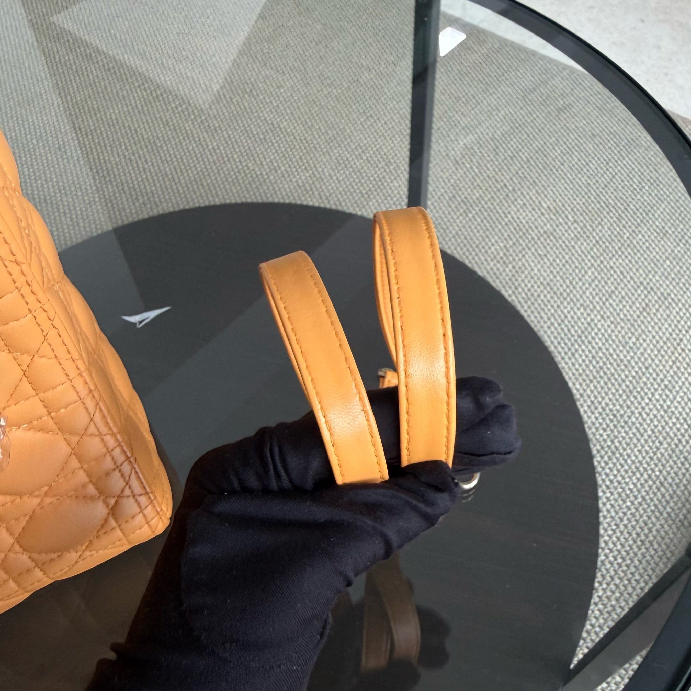 Dior Lady Medium - Cannage Lambskin Caramel Gold Hardware Strap