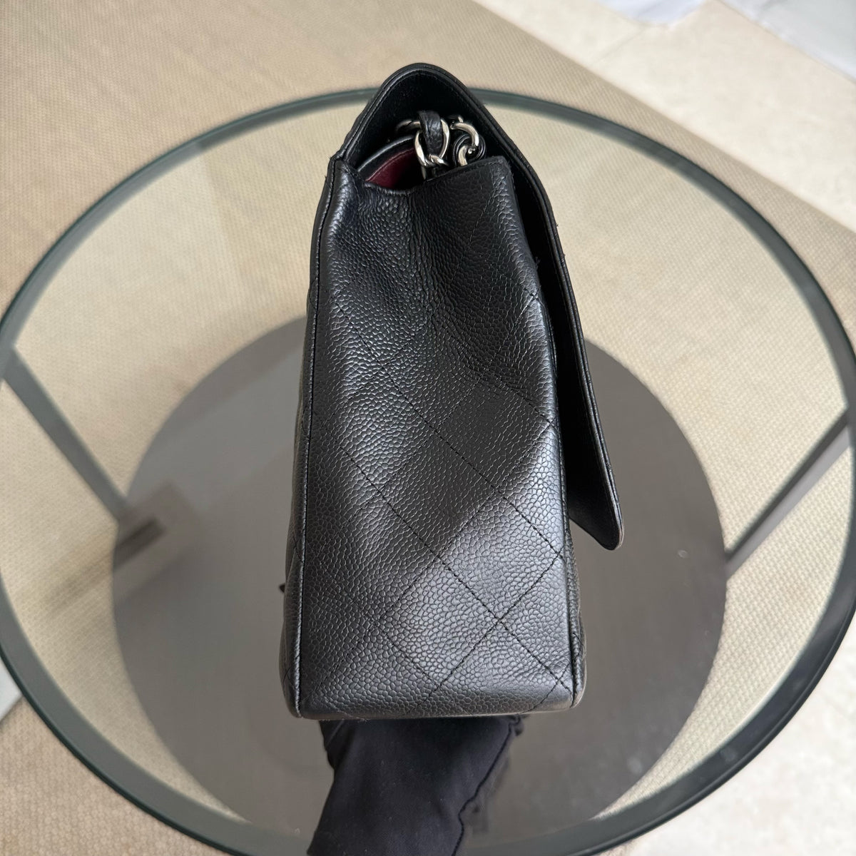 Chanel Classic Flap Maxi - Caviar 33CM Double Flap Black Silver Hardware Series 14