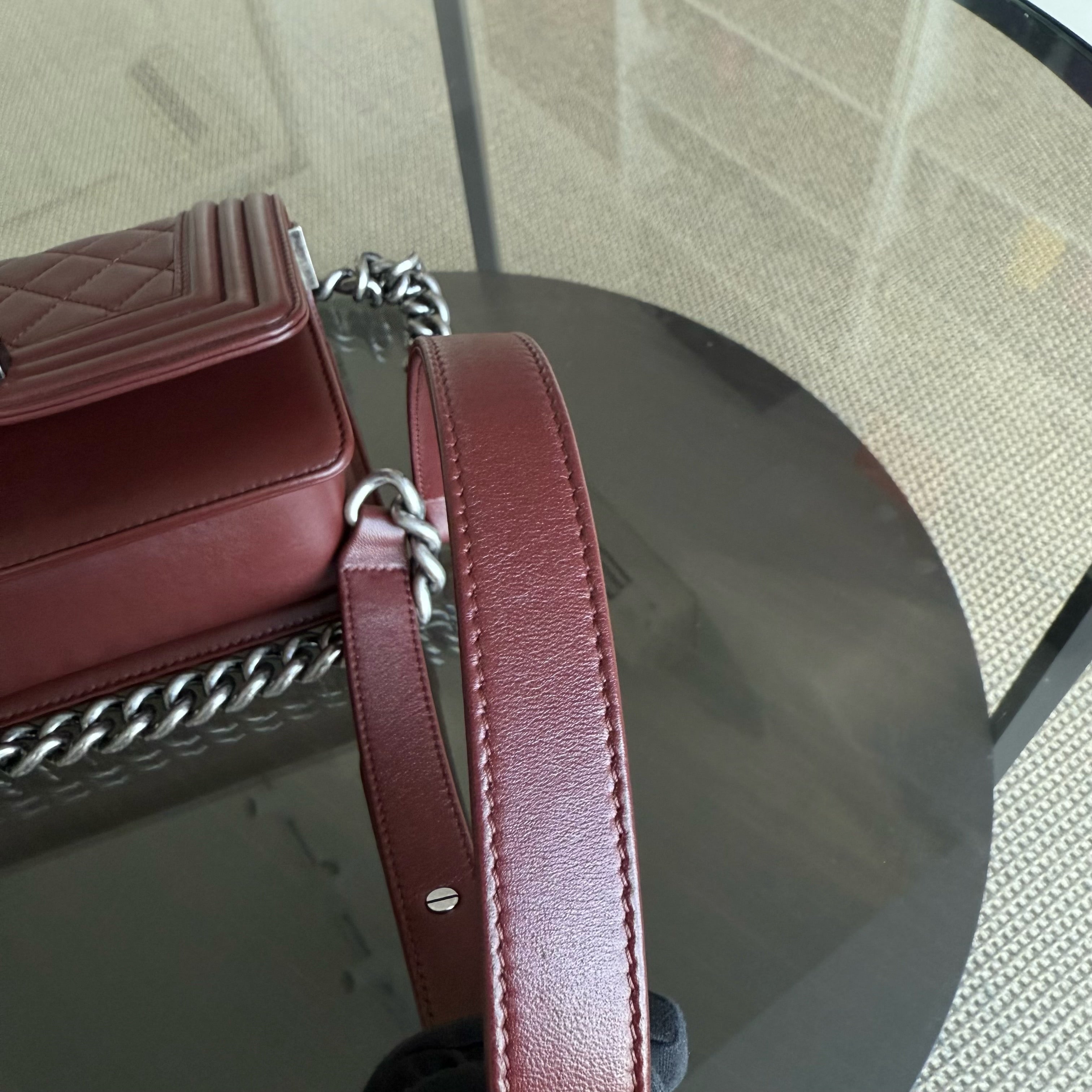 Chanel Boy Small - Quilted Lambskin Burgundy Ruthenium Silver Hardware Series 16
