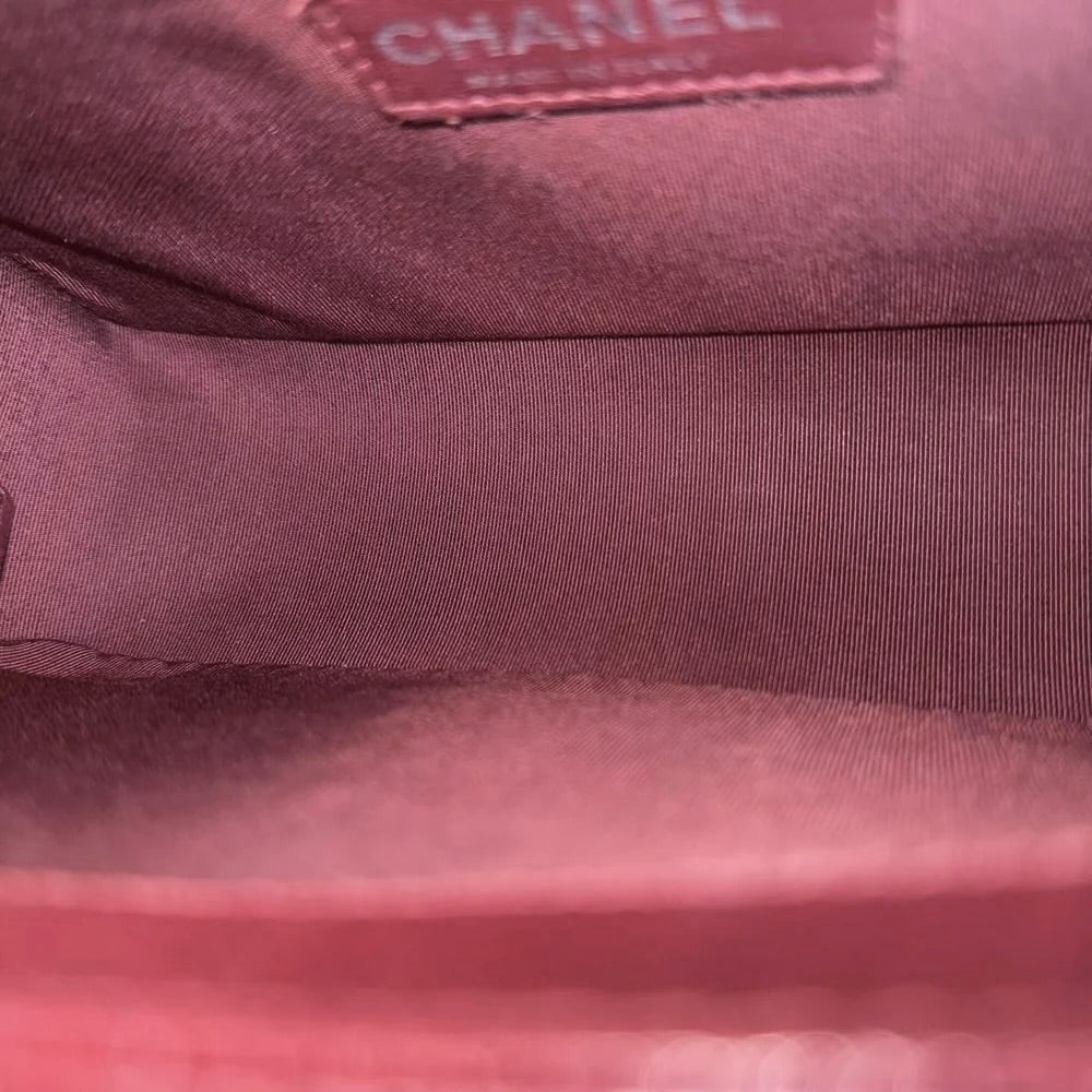 Chanel Boy Medium - Caviar 25CM Quilted Burgundy Dark Red Ruthenium Silver Hardware Series 19