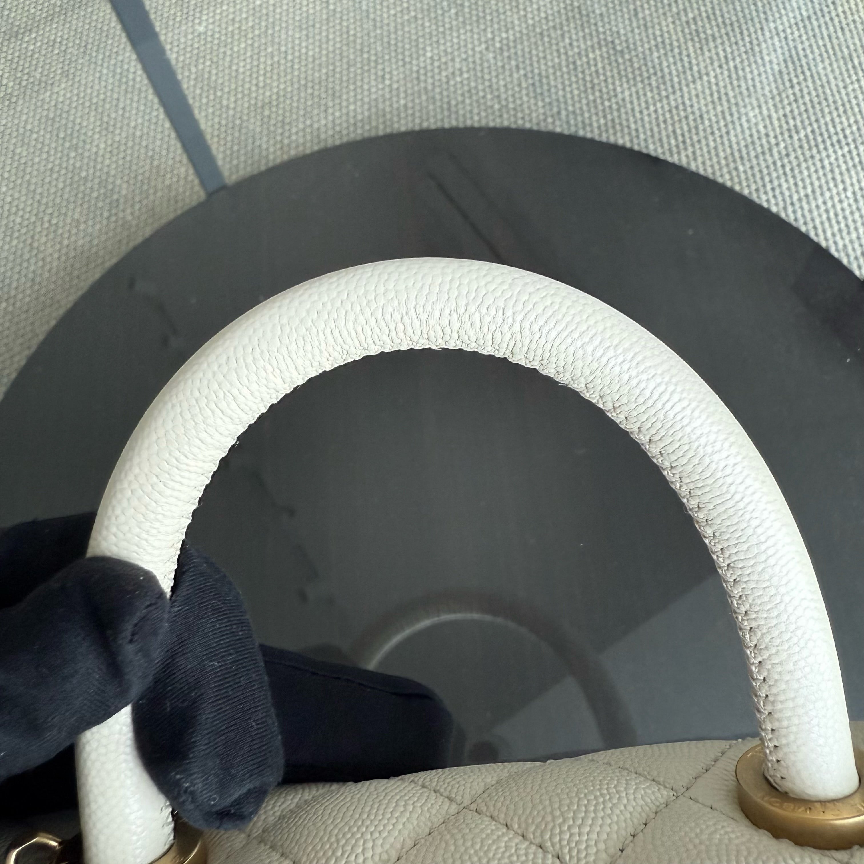 Chanel Coco Handle Small - Caviar Quilted White Gold Hardward 23