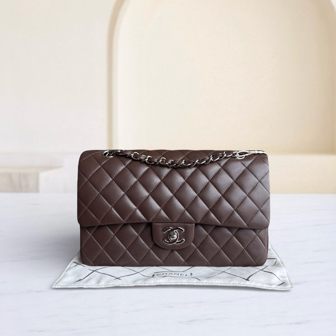 Chanel Classic Flap Medium - 25CM Quilted Lambskin Brown Silver Hardware