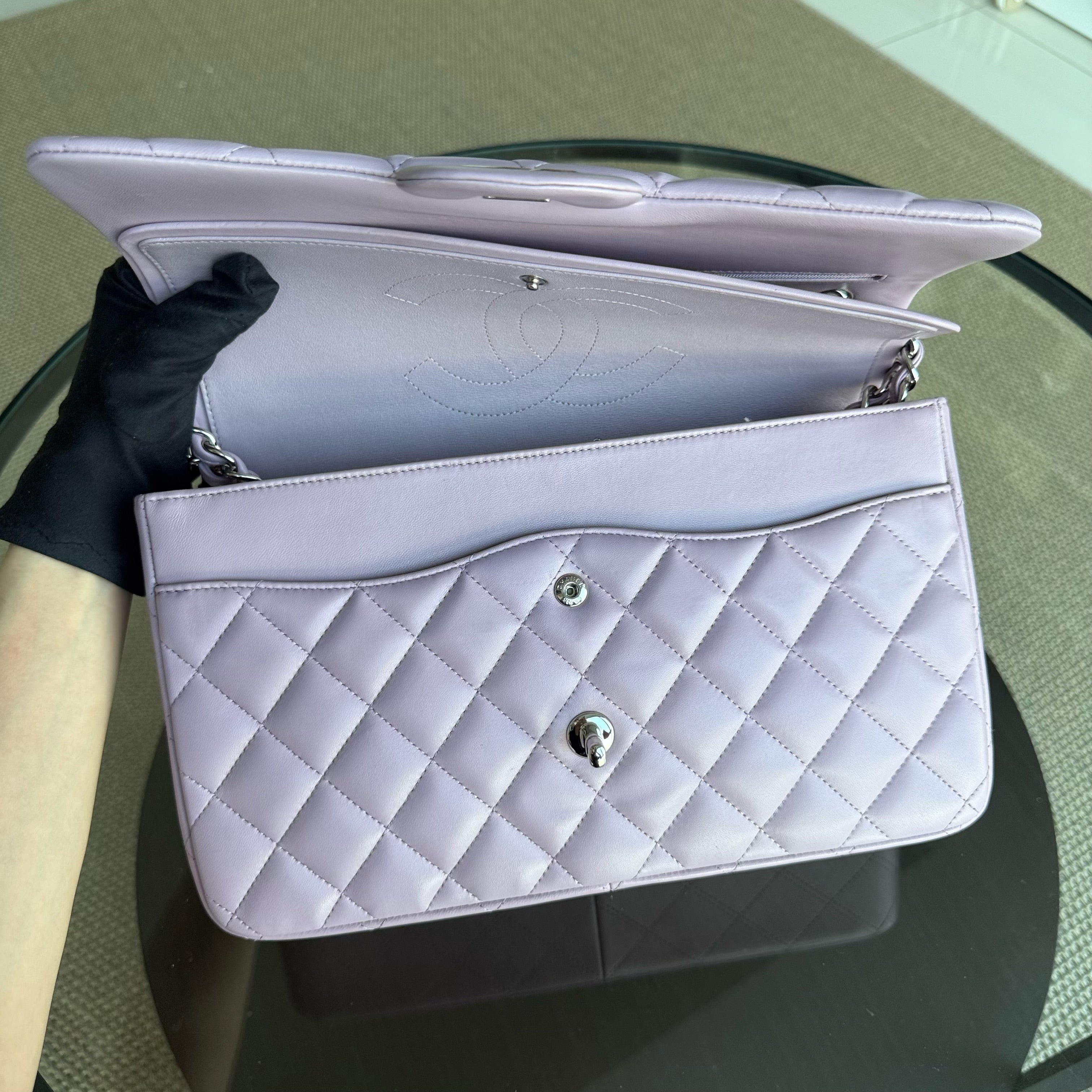 Chanel Classic Flap Jumbo - Double Flap 30CM Quilted Lambskin Light Violet Hardware Series 16