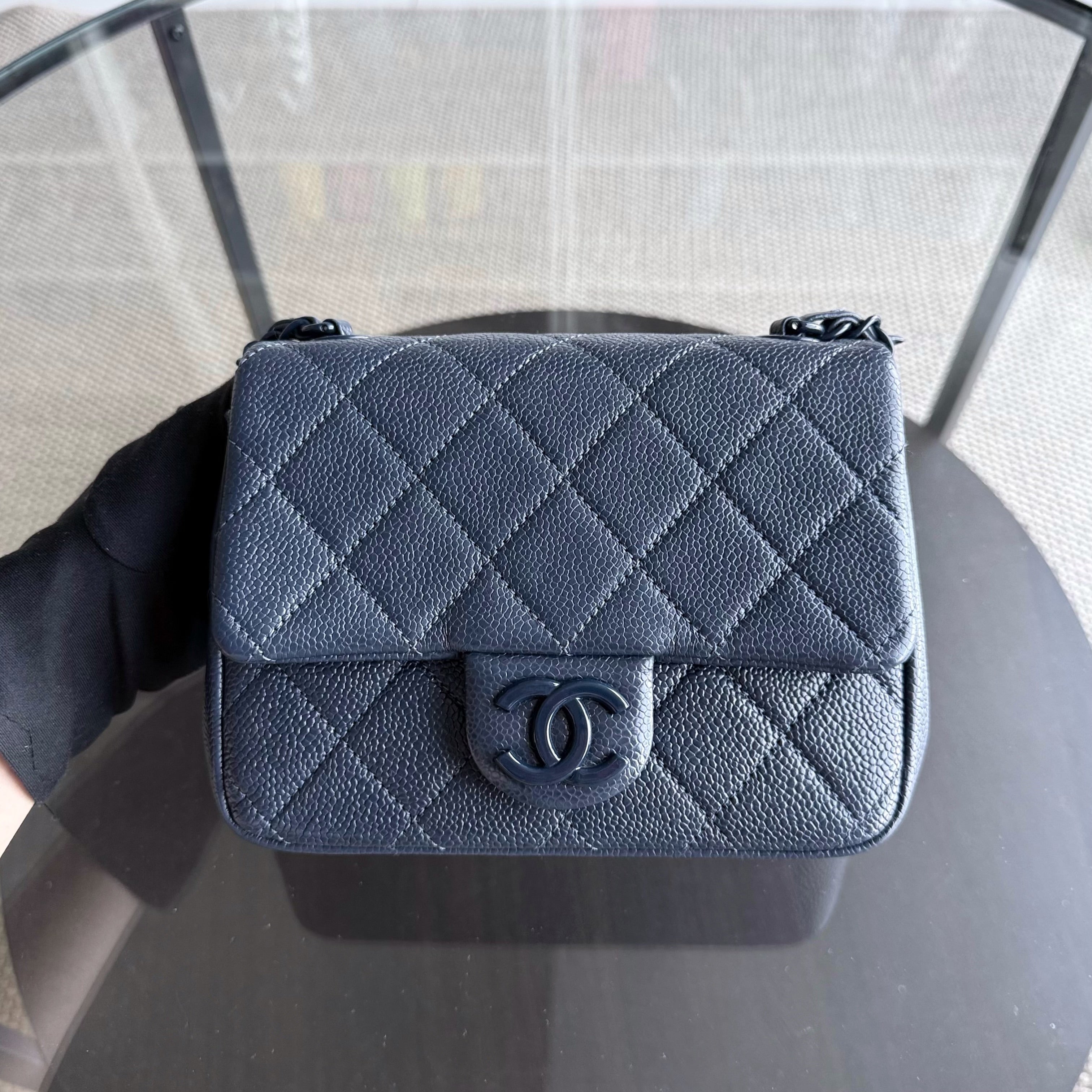 Chanel CC Flap Mini Square - Caviar Quilted All Blue Hardware Series 29