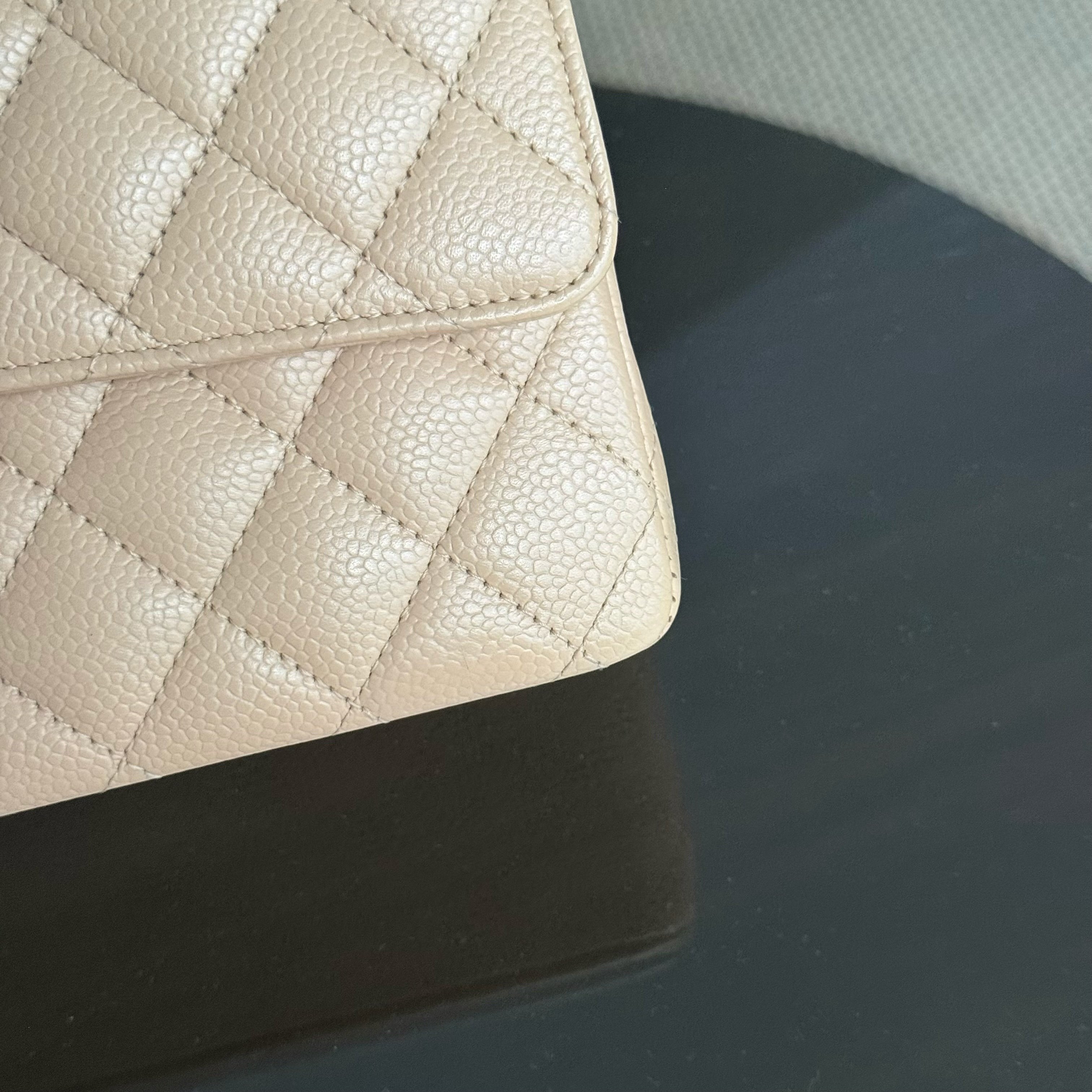 Chanel Classic Flap Medium - Caviar 25CM Quilted Beige Gold Hardware Series 15
