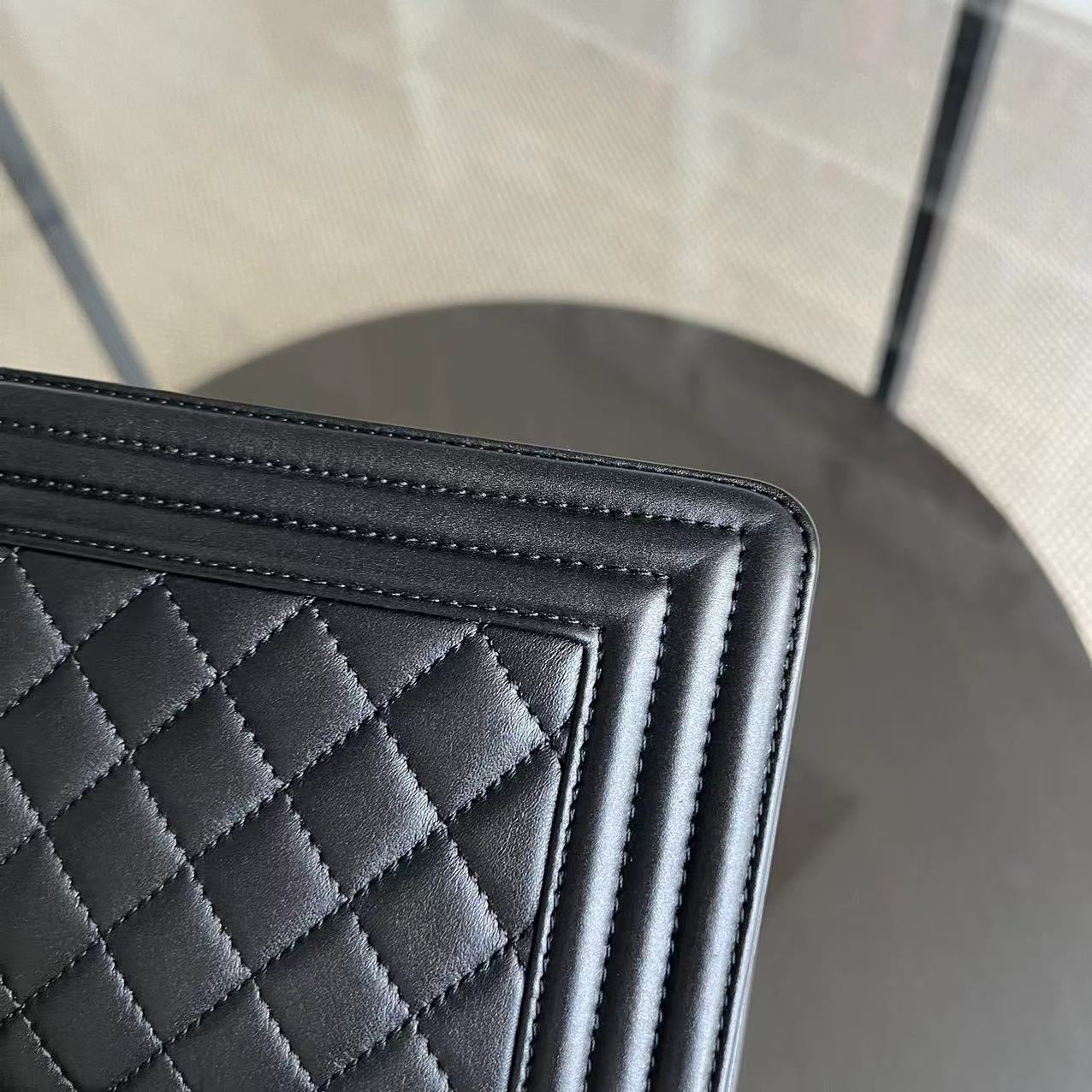 Chanel Boy Medium - 25CM Quilted Calfskin Black Limited Edition Ruthenium Silver Hardware Series 20