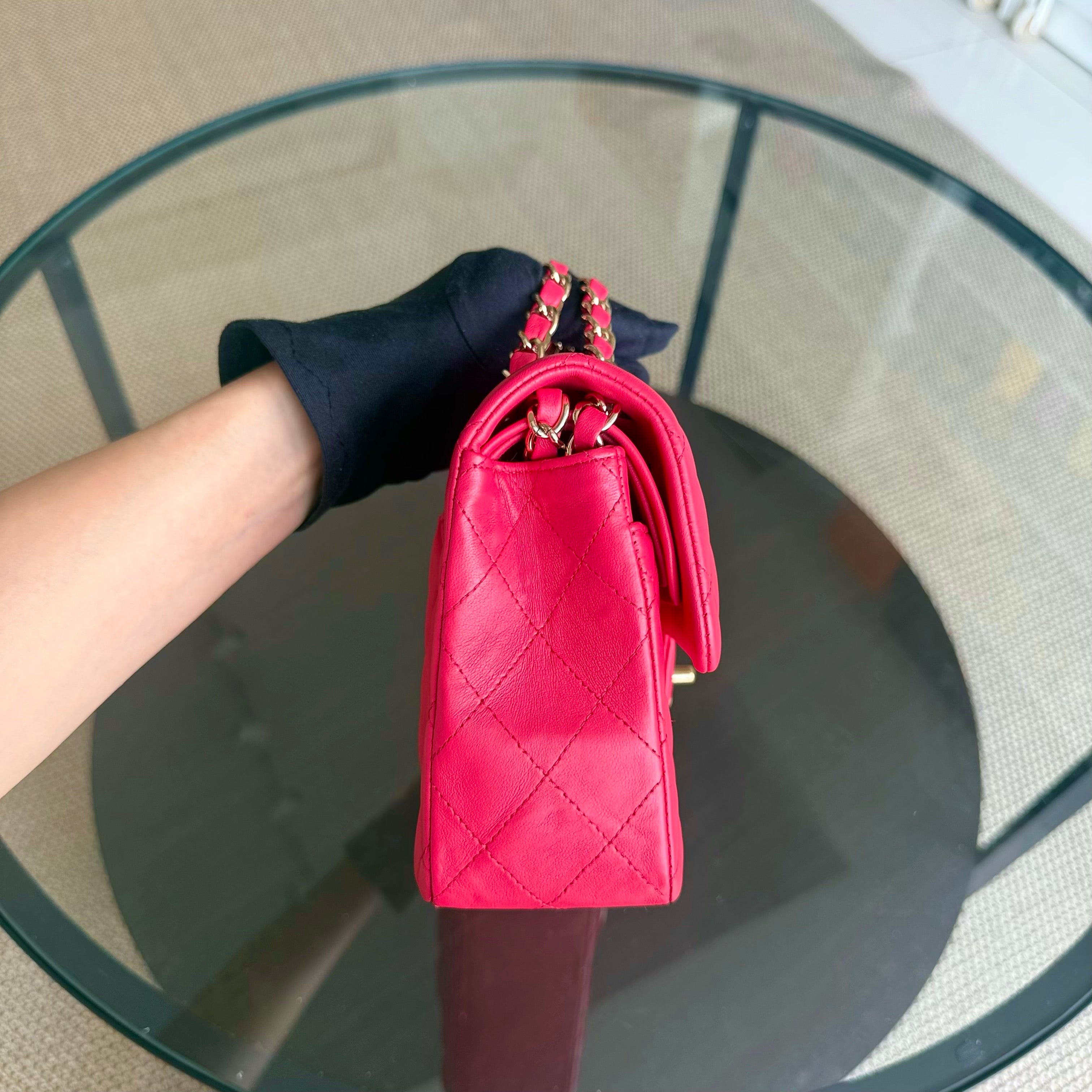 Chanel Classic Flap Small - 23CM Quilted Lambskin Red Gold Hardware Series 25