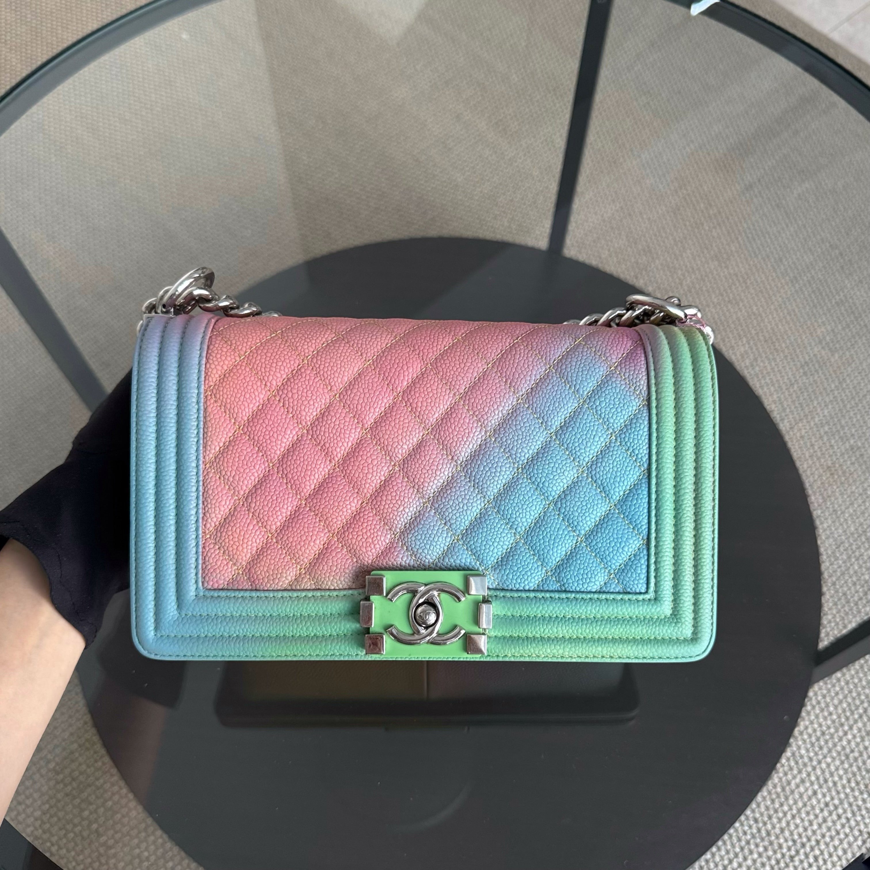 Chanel Boy Medium - Caviar 25CM Quilted Grained Calfskin Rainbow Limited Edition Series 23