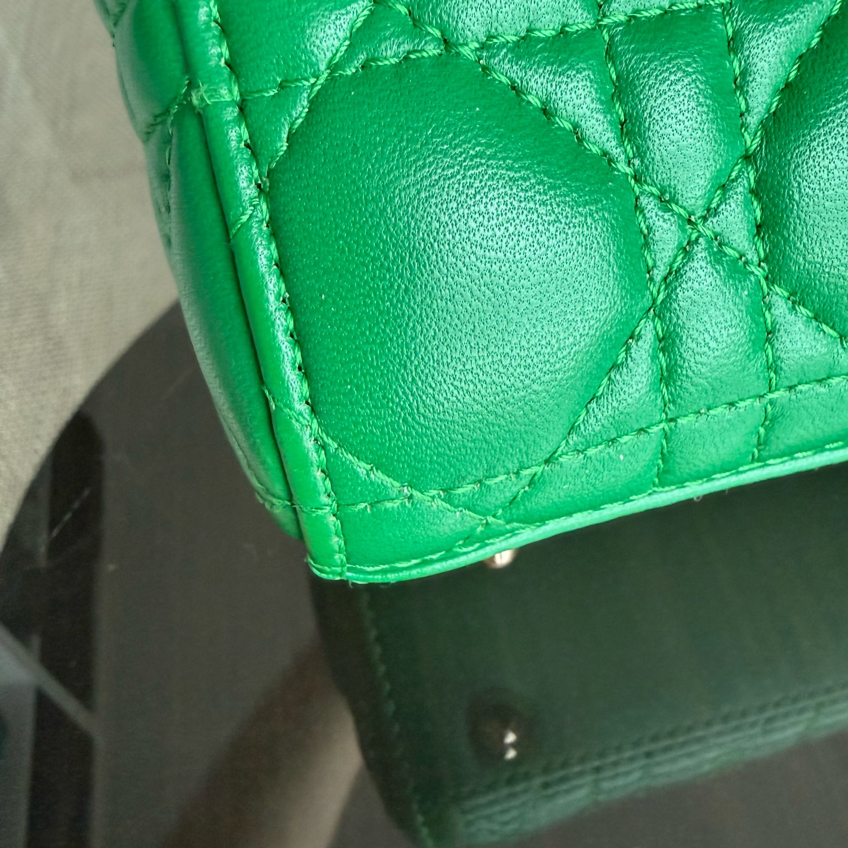 Dior Lady Small Flap - Cannage Lambskin Green Gold Hardware
