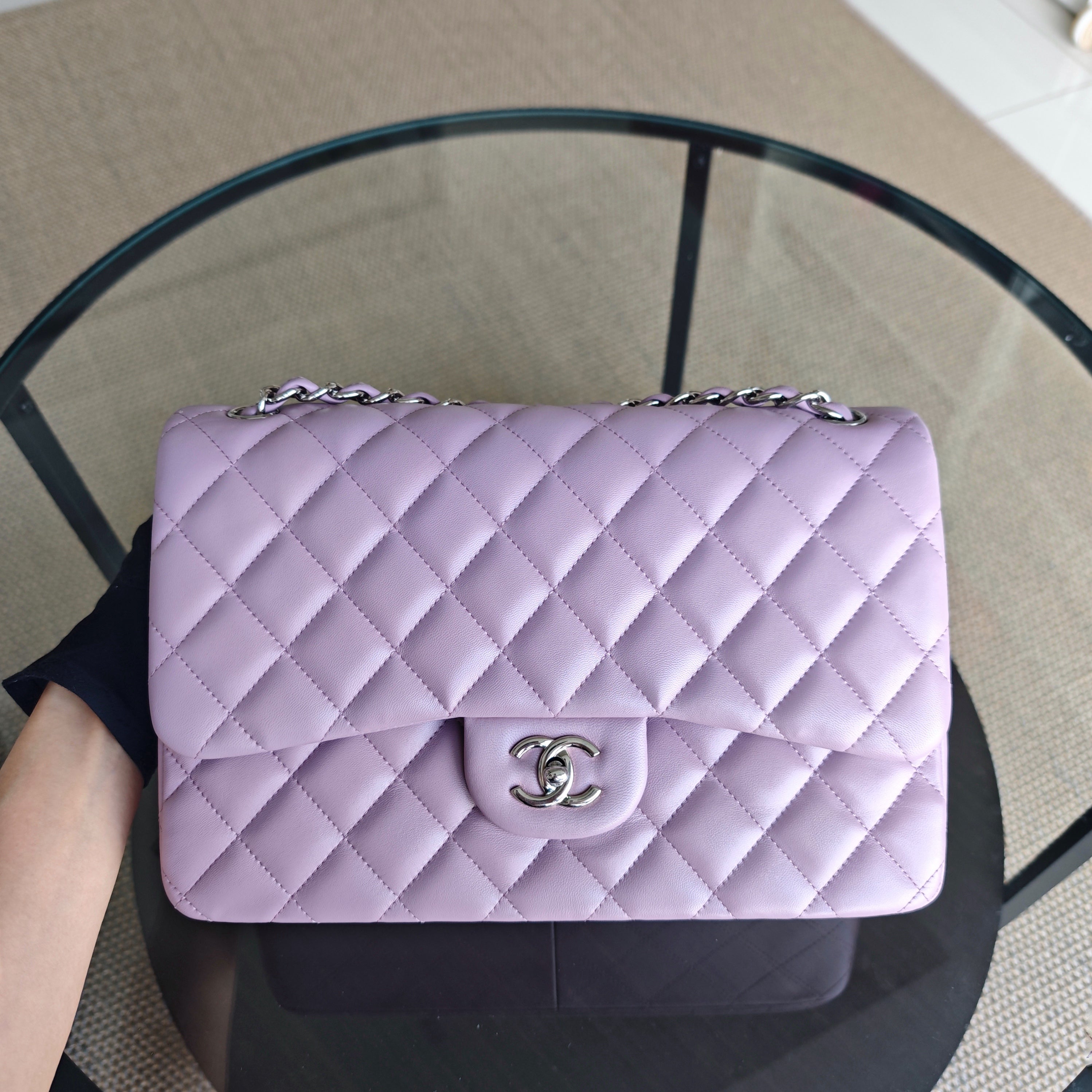 Chanel Classic Flap Jumbo - Double Flap 30CM Quilted Lambskin Light Violet Hardware Series 16