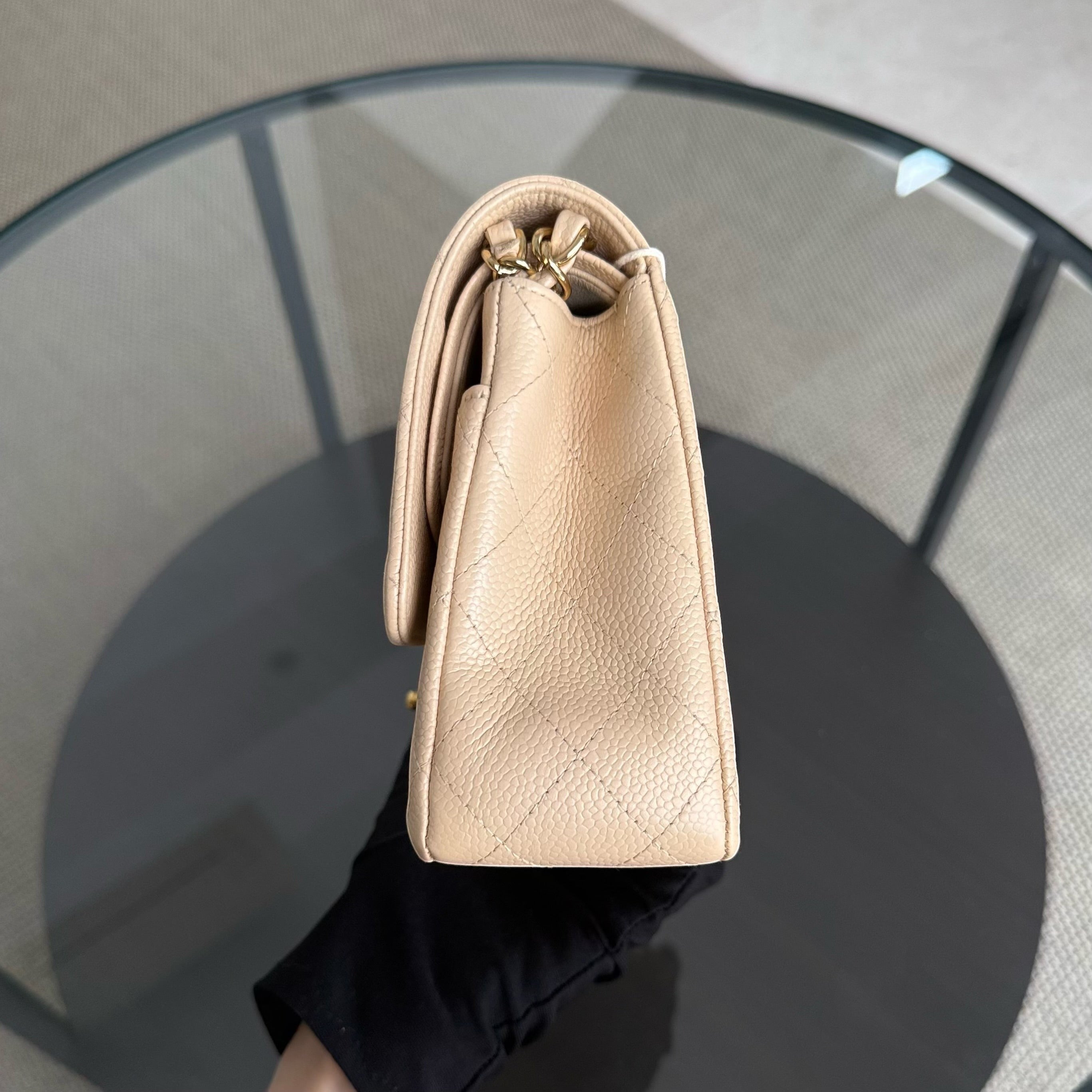 Chanel Classic Flap Medium - Caviar 25CM Quilted Beige Gold Hardware Series 14
