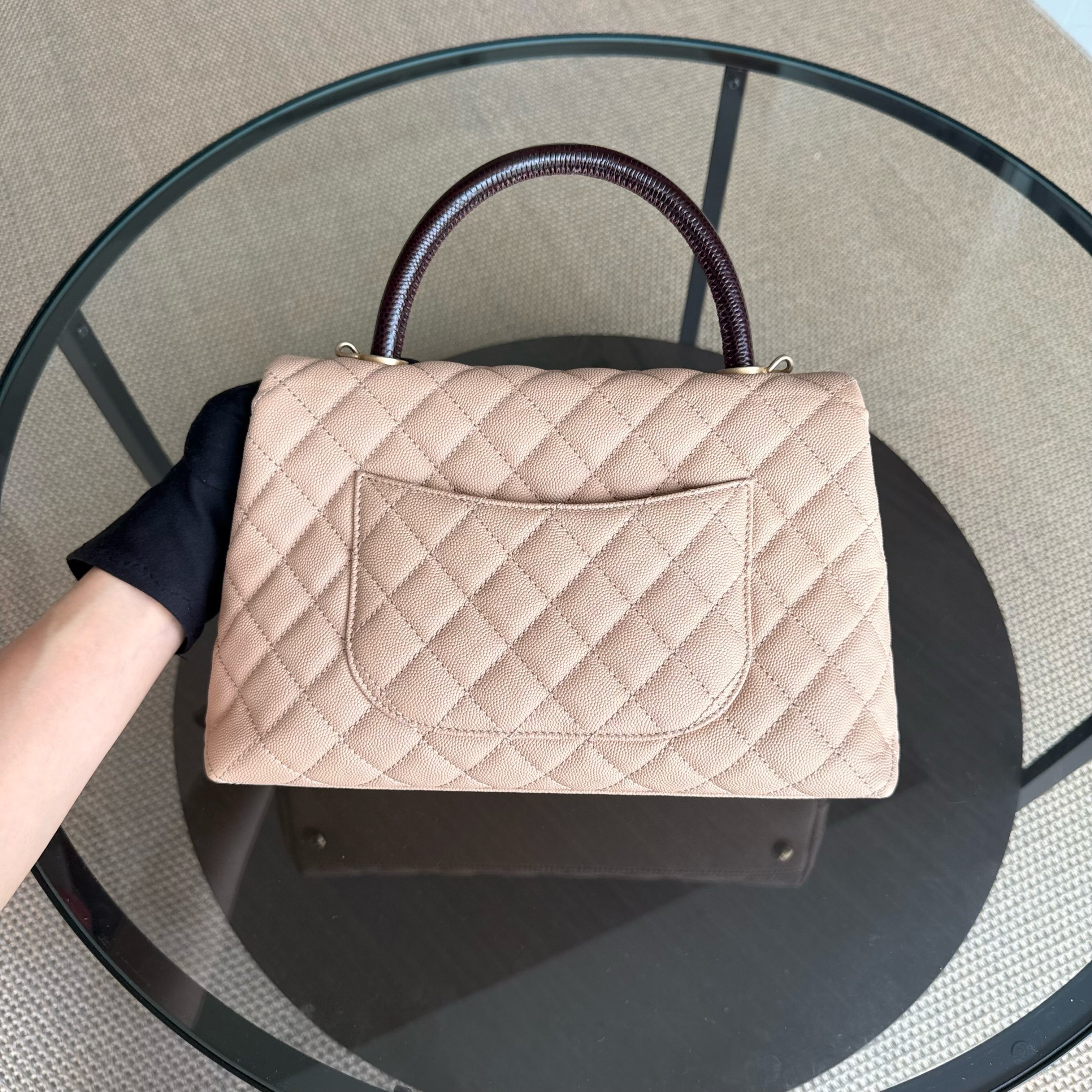 Chanel Coco Handle Medium - Caviar Quilted Grained Calfskin Beige Gold Hardware Series