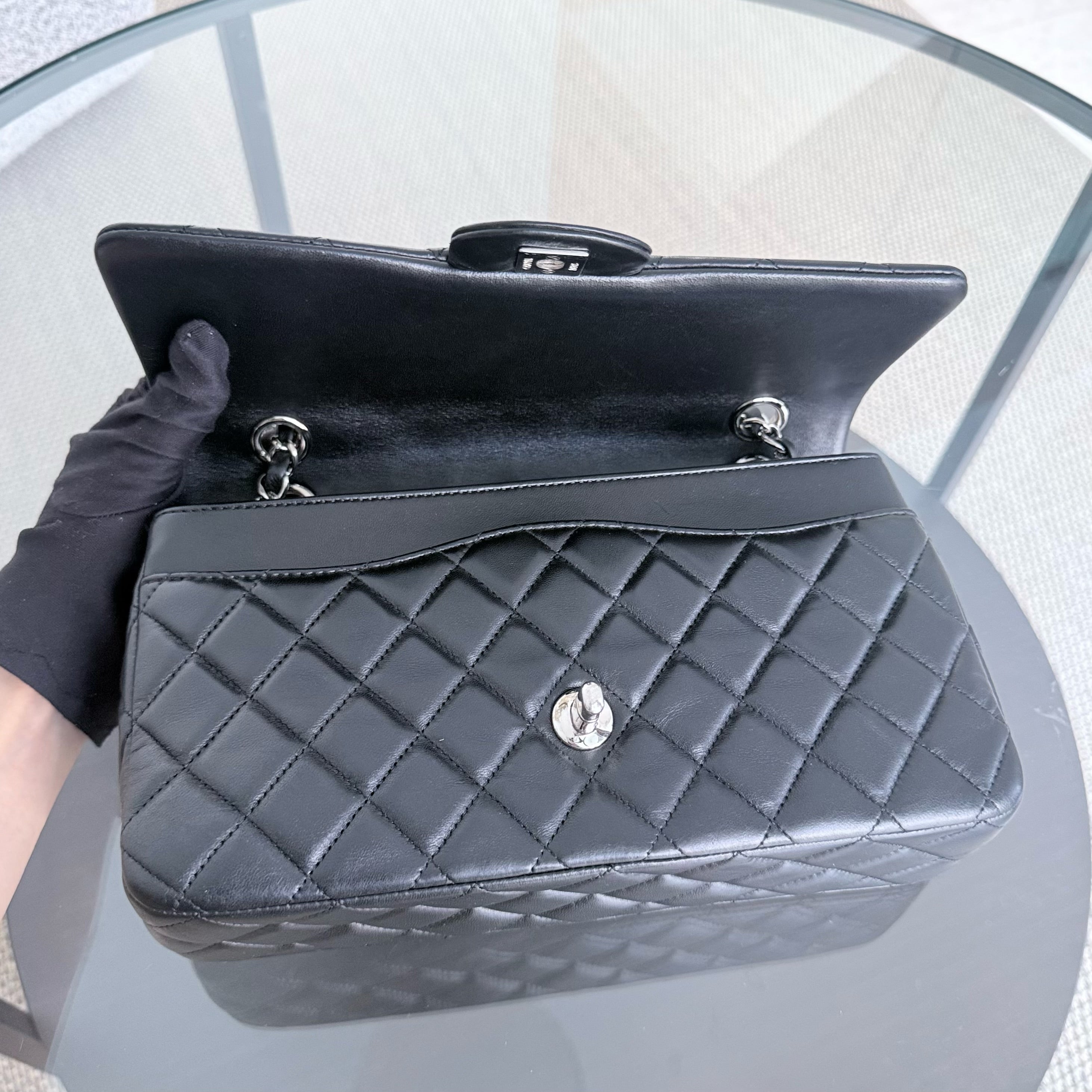 Chanel Classic Flap Medium - Special Valentine Edition 25CM Quilted Lambskin Black Silver Hardware Series 19